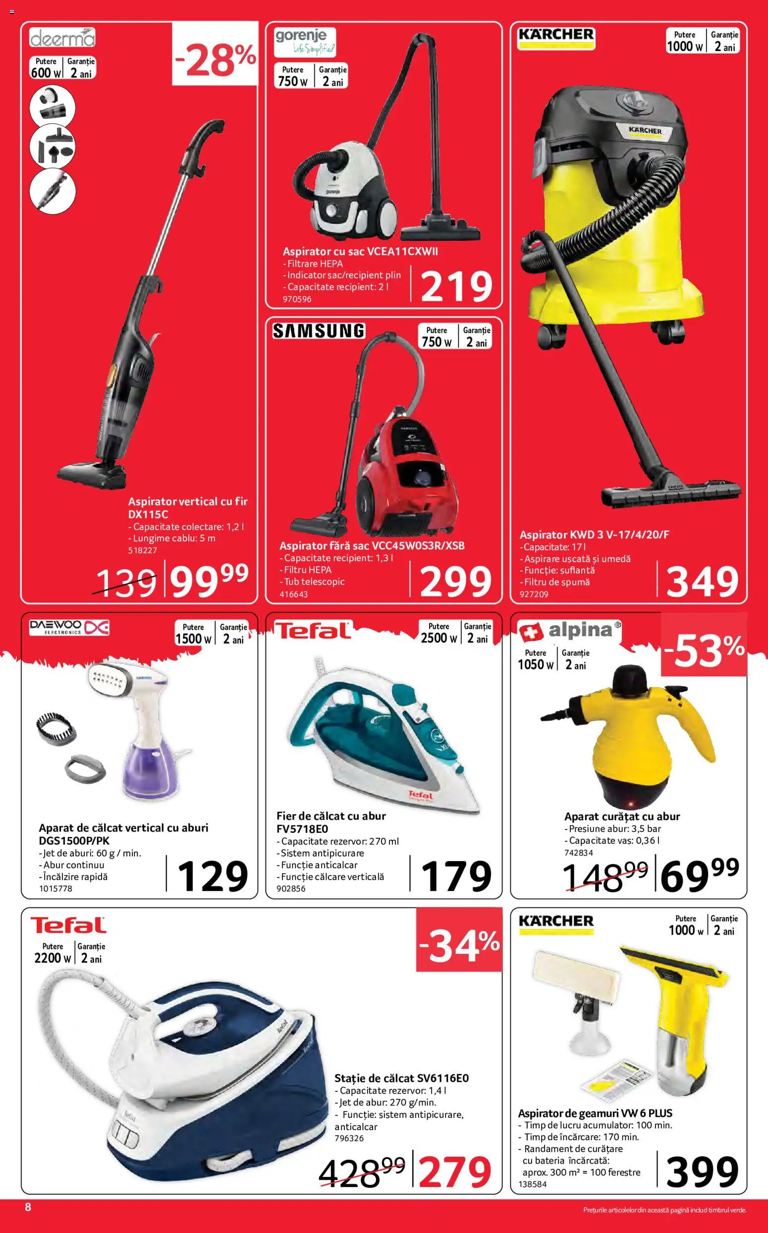 Catalog Selgros 15 - 27 Mai 2026 | Pagina 8 | Produse: Aparat de călcat, Fier de călcat, Cablu, Aspirator