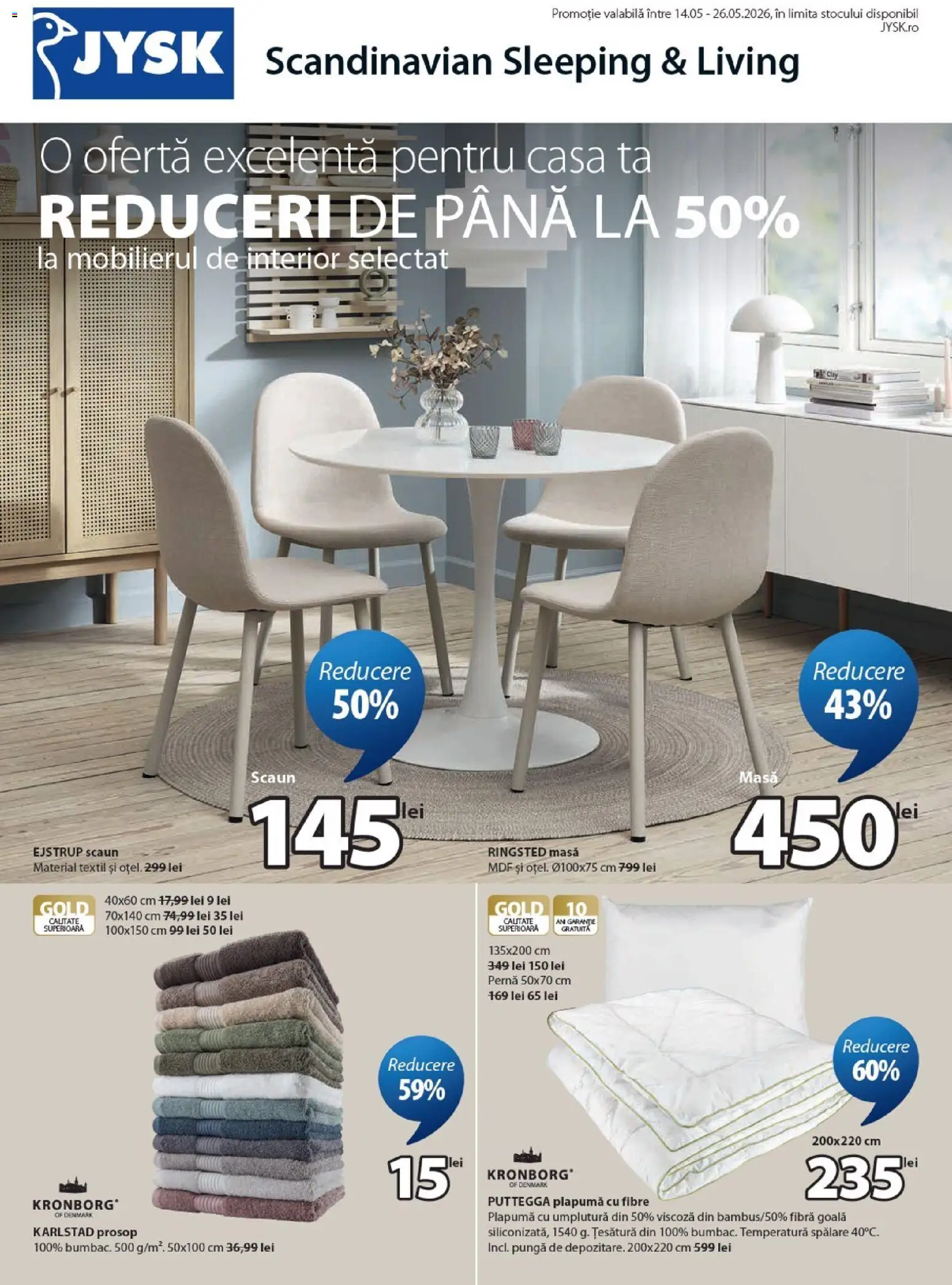 Catalog JYSK 14 - 25 Mai 2026 | Pagina 1 | Produse: Pungă, Masă, Scaun, Plapumă