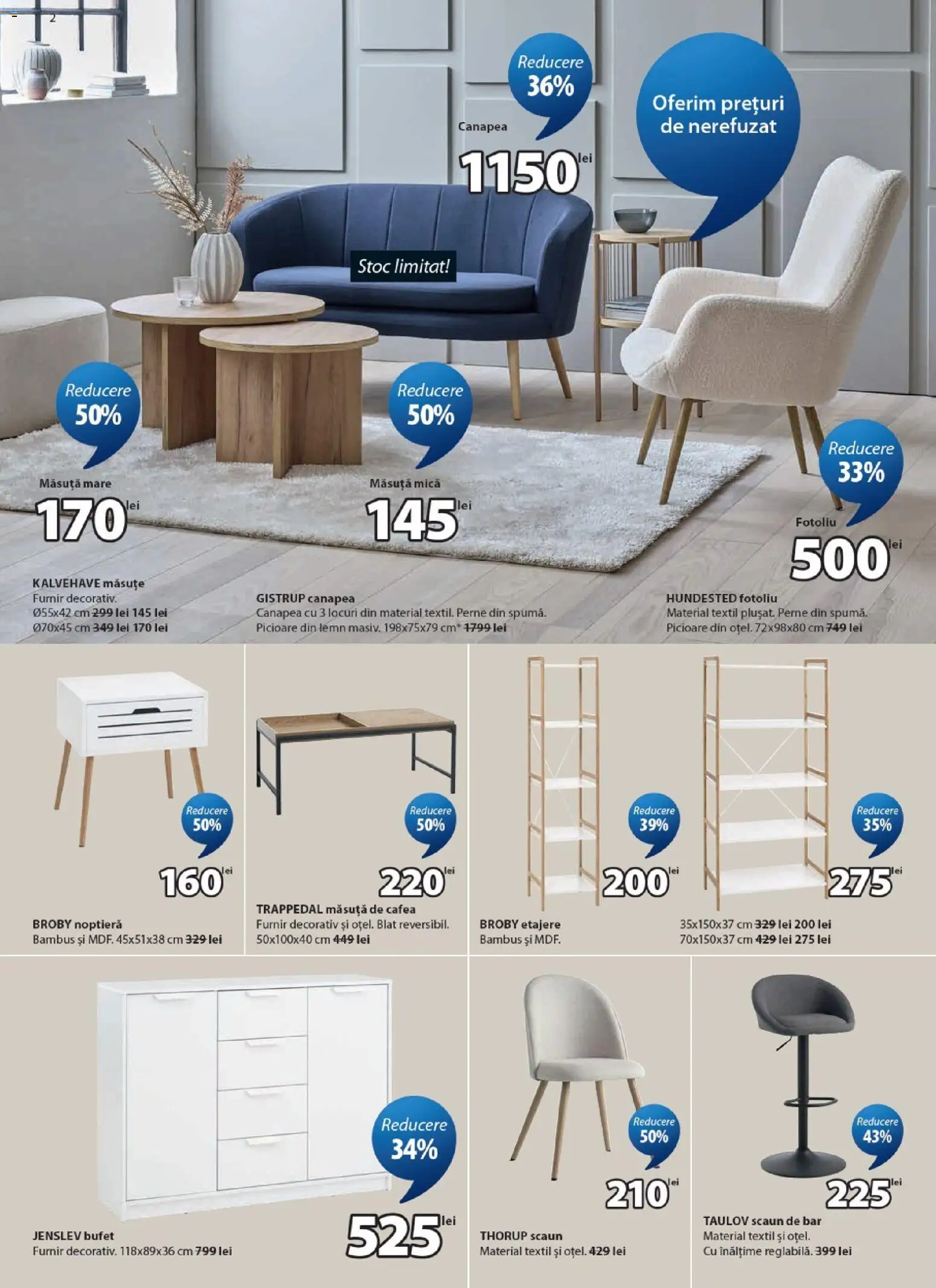 Catalog JYSK 14 - 25 Mai 2026 | Pagina 2 | Produse: Noptieră, Fotoliu, Scaun, Cafea