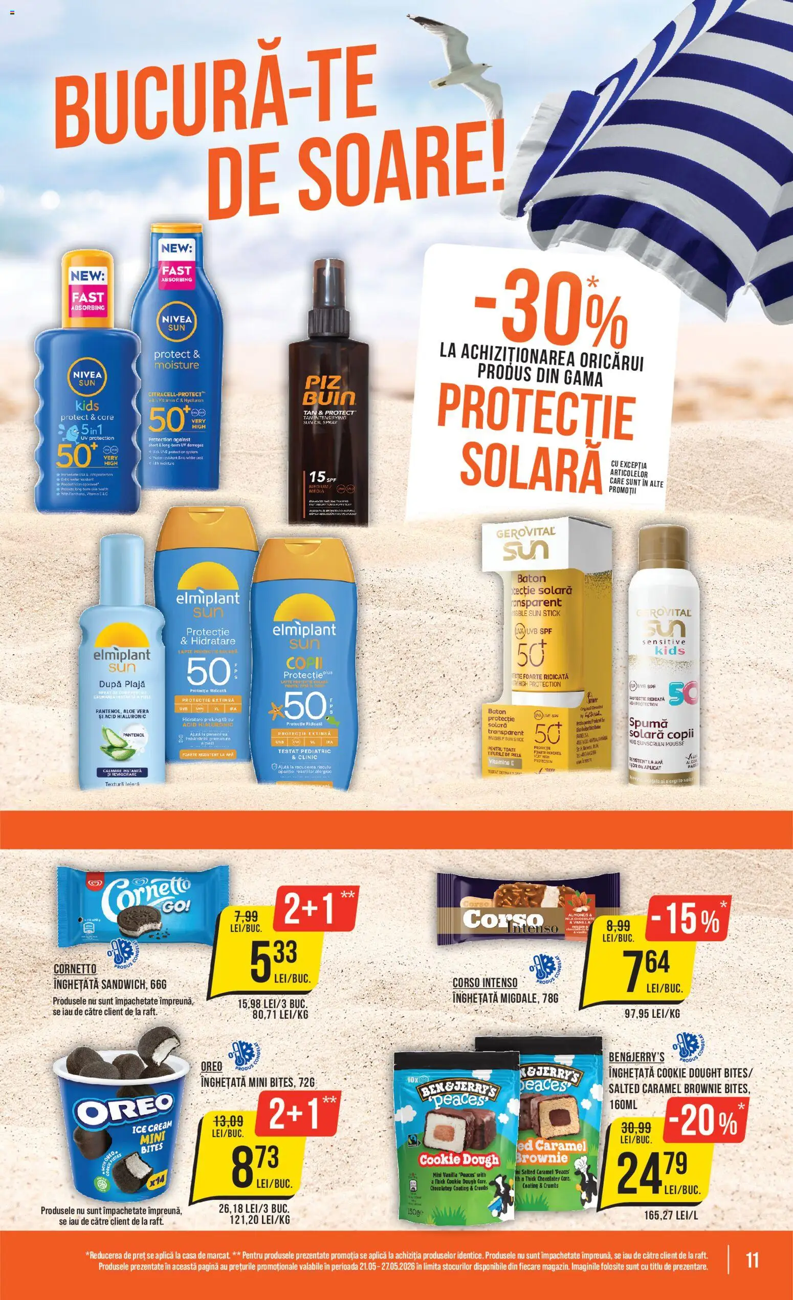 Catalog Mega Image 21 - 26 Mai 2026 | Pagina 11 | Produse: Aloe vera, Protecție solară, Înghețată, Apă