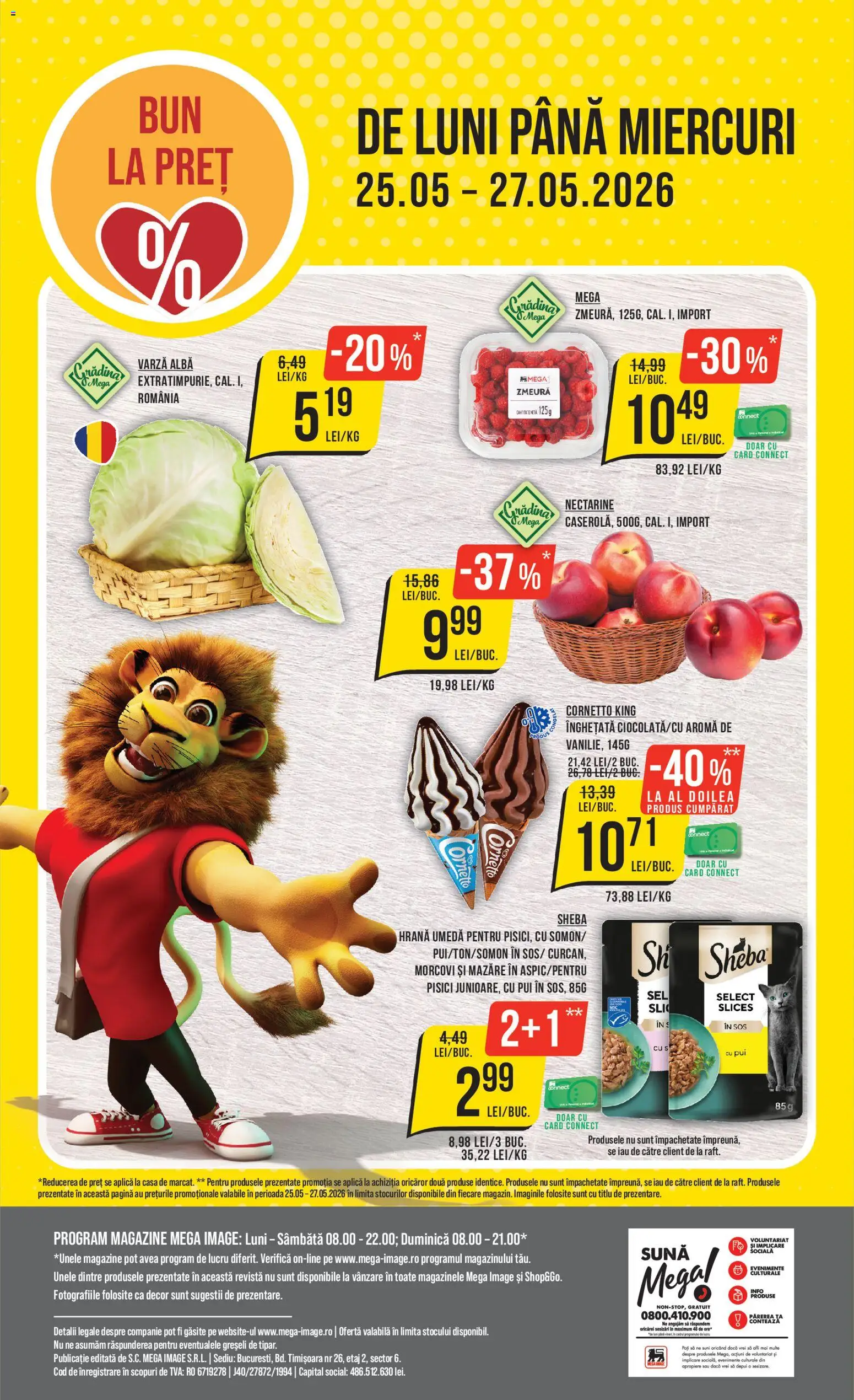 Catalog Mega Image 21 - 26 Mai 2026 | Pagina 24 | Produse: Mazăre, Zmeură, Hacıyatmaz Kedi Oyuncağı, Morcovi