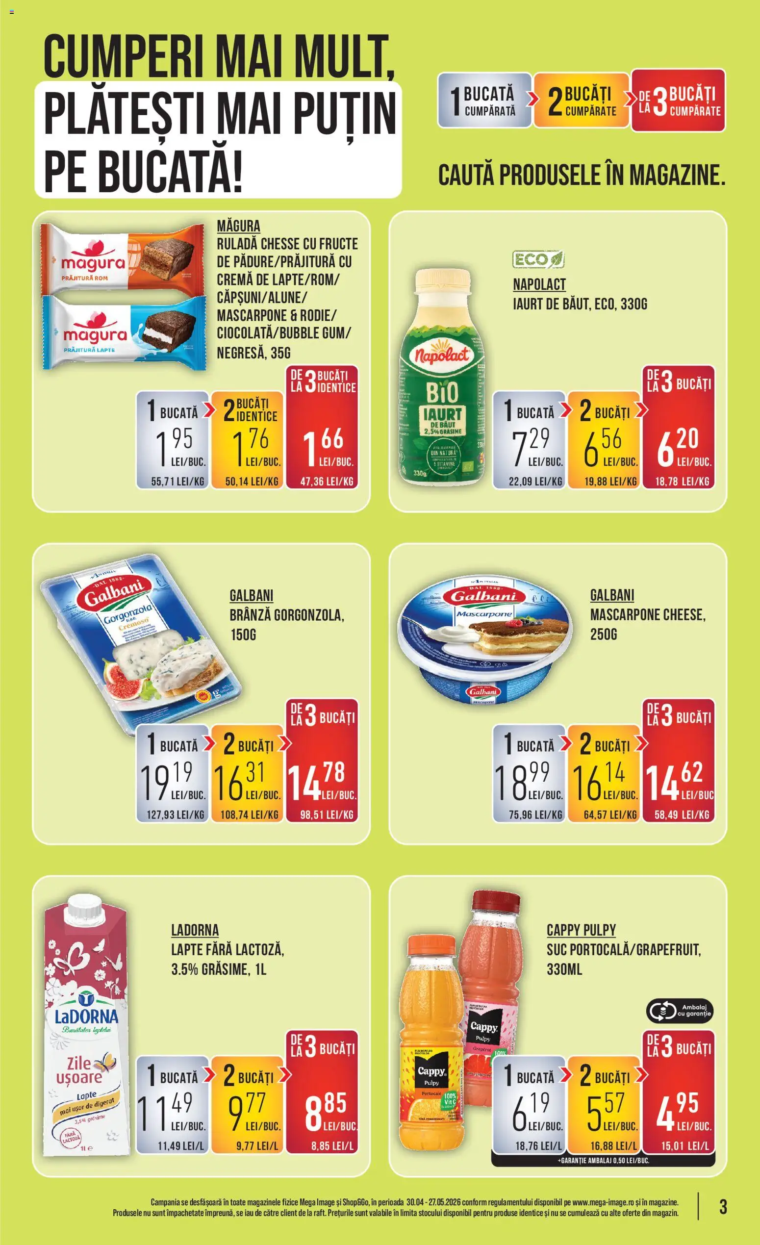 Catalog Mega Image 21 - 26 Mai 2026 | Pagina 3 | Produse: Prăjitură, Mascarpone, Grepfrut, Fructe