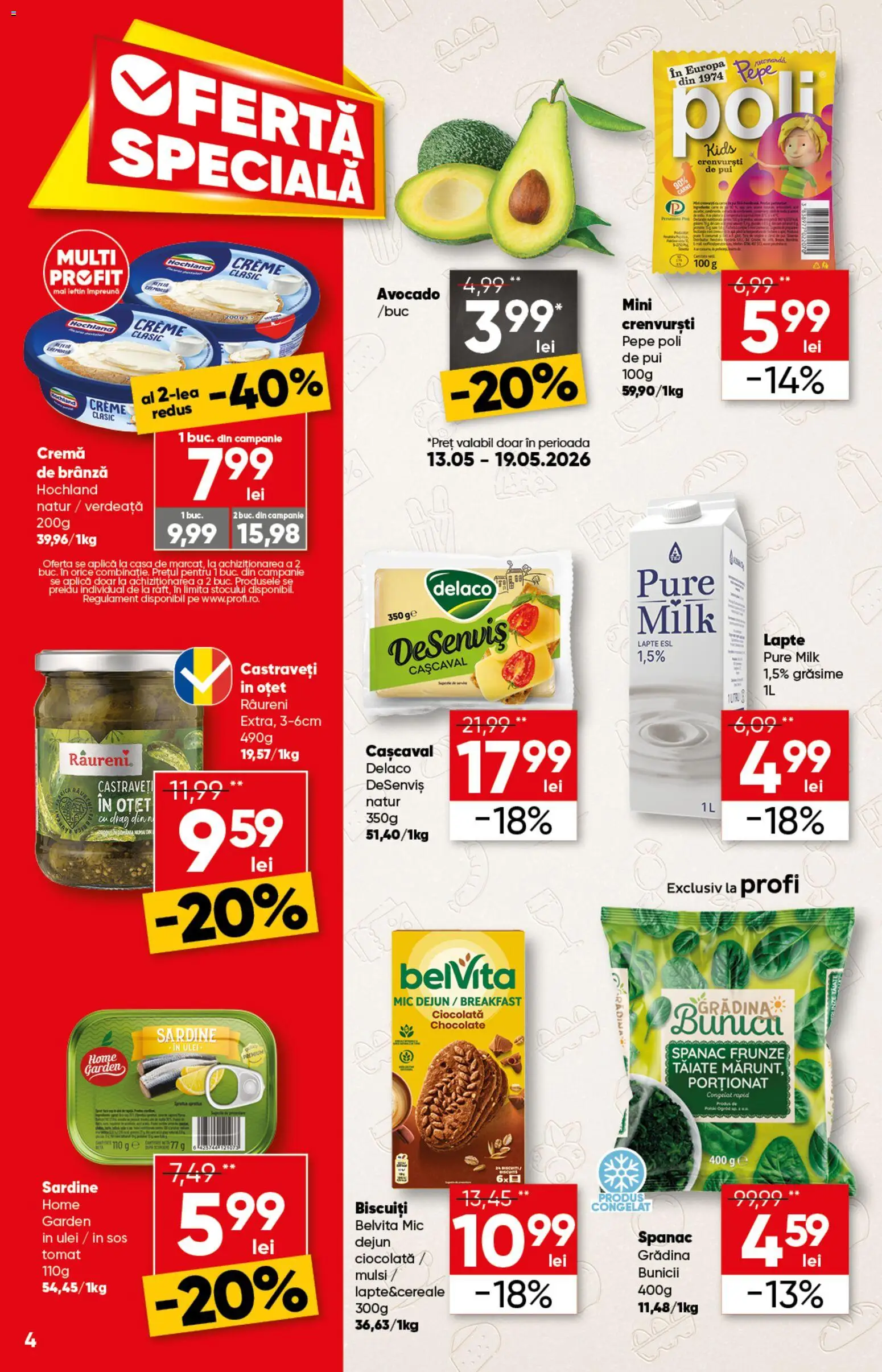 Catalog Profi 13 - 25 Mai 2026 | Pagina 4 | Produse: Lapte, Brânză, Cremă, Verdeață