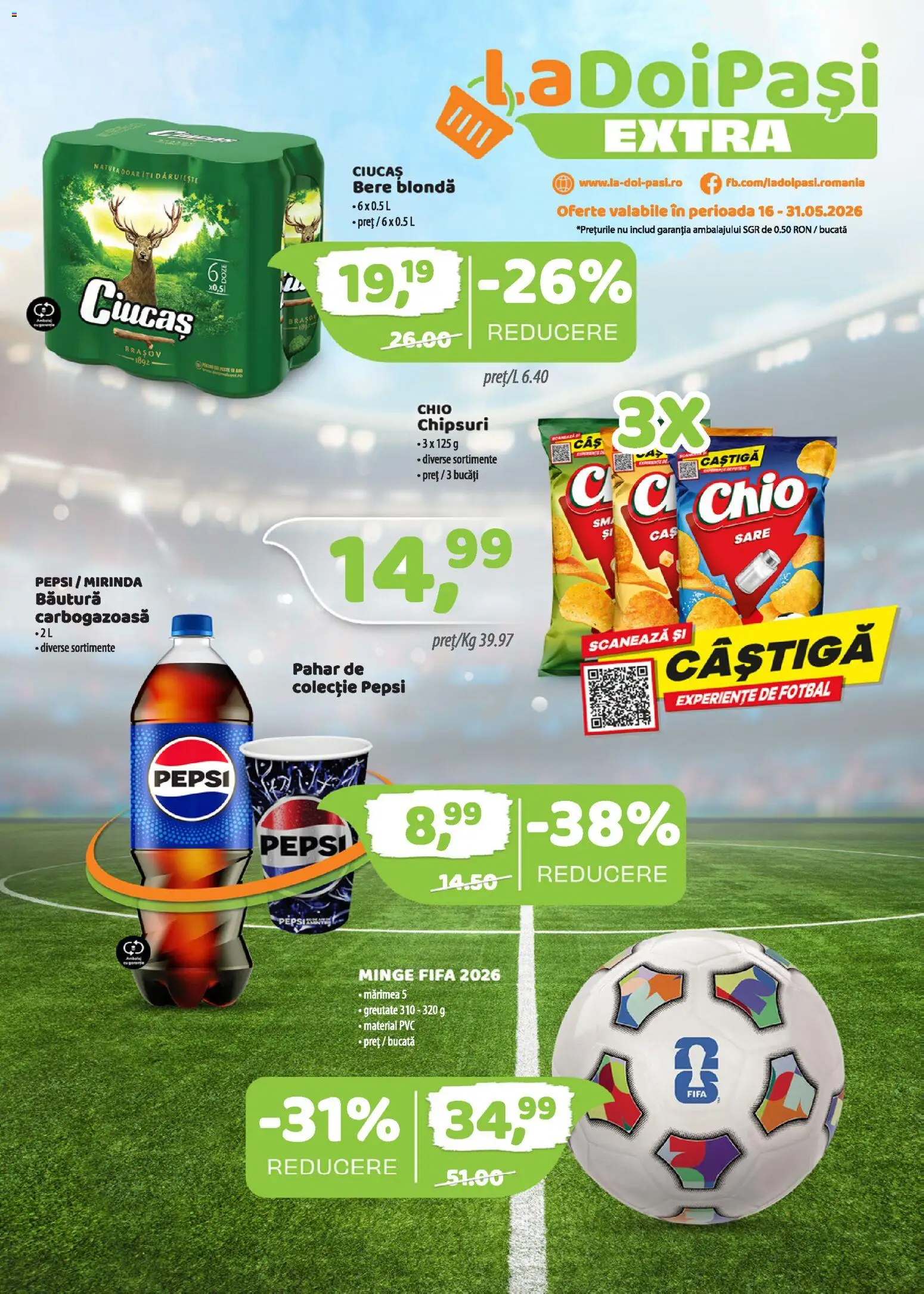 Catalog La Doi Pași 16 - 30 Mai 2026 | Pagina 1 | Produse: Bere, Chipsuri, Sare