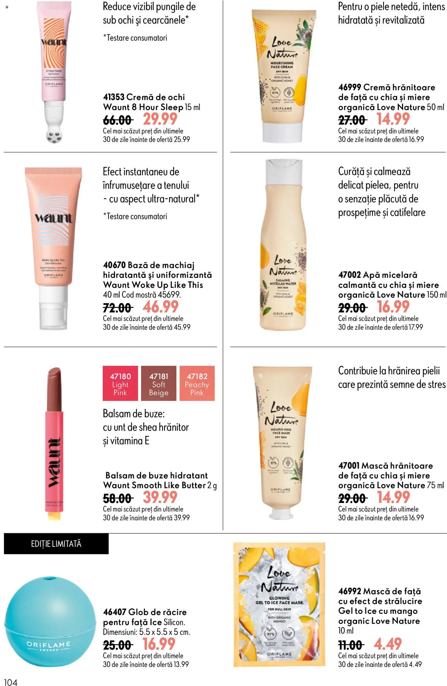 Catalog Oriflame 17 Iunie - 6 Iulie 2026 | Pagina 104 | Produse: Bază de machiaj, Machiaj, Cremă, Apă micelară