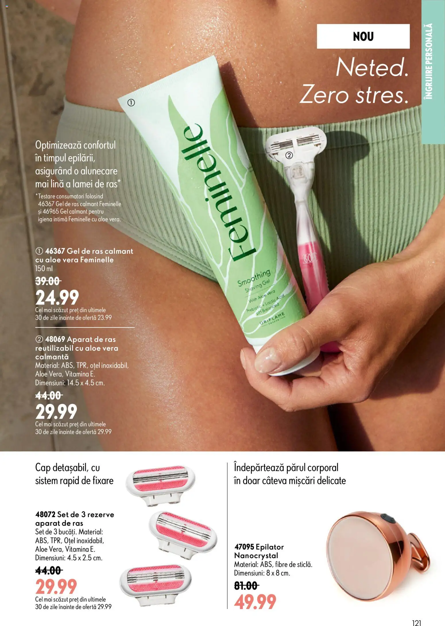 Catalog Oriflame 17 Iunie - 6 Iulie 2026 | Pagina 121 | Produse: Gel de ras, Aparat De Ras, Epilator, Aloe vera