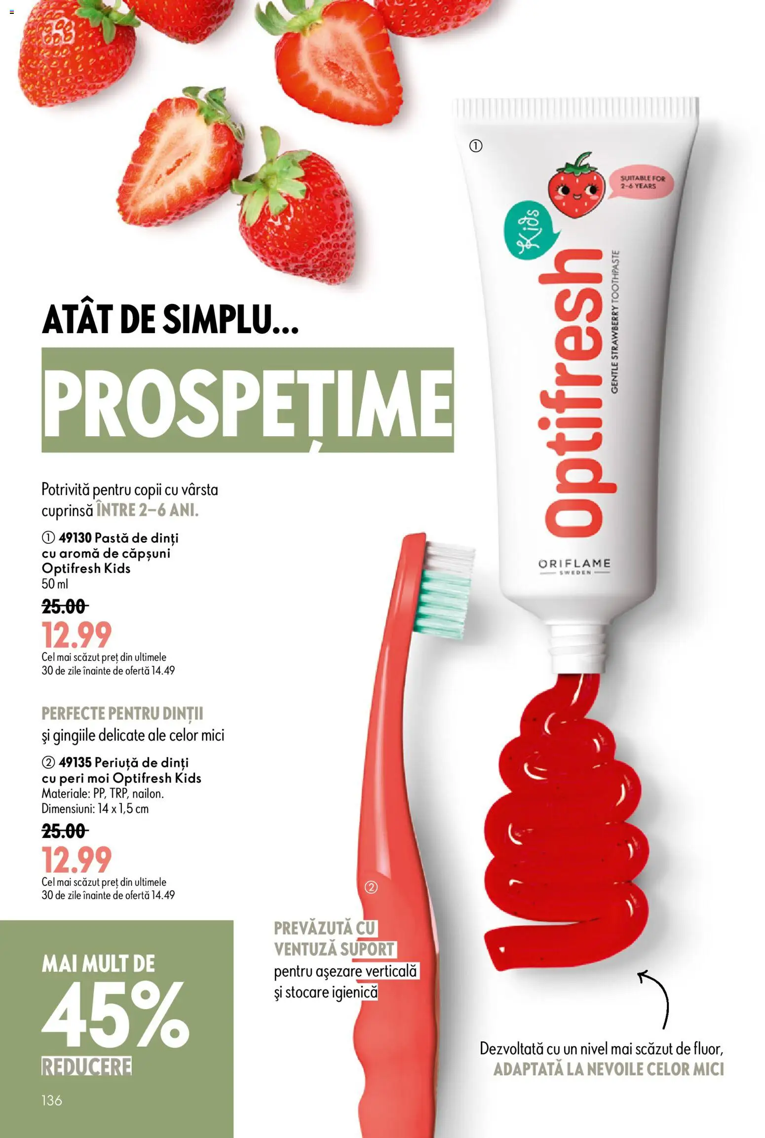 Catalog Oriflame 17 Iunie - 6 Iulie 2026 | Pagina 136 | Produse: Mici, Pastă de dinți, Periuță de dinți, Căpșuni