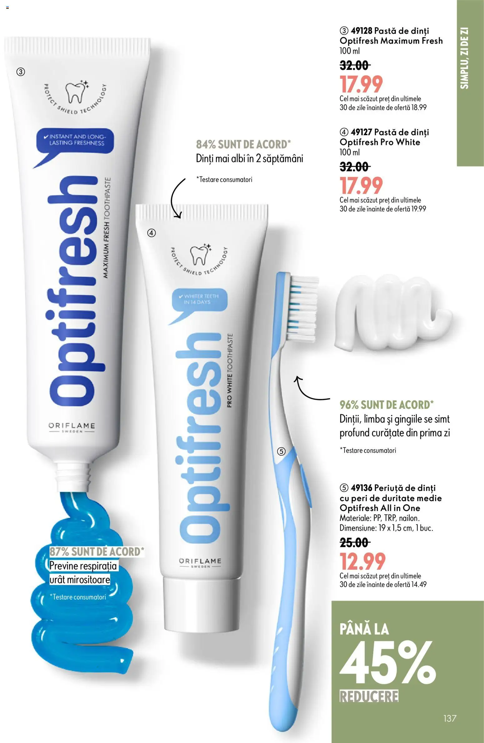 Catalog Oriflame 17 Iunie - 6 Iulie 2026 | Pagina 137 | Produse: Pastă de dinți, Periuță de dinți