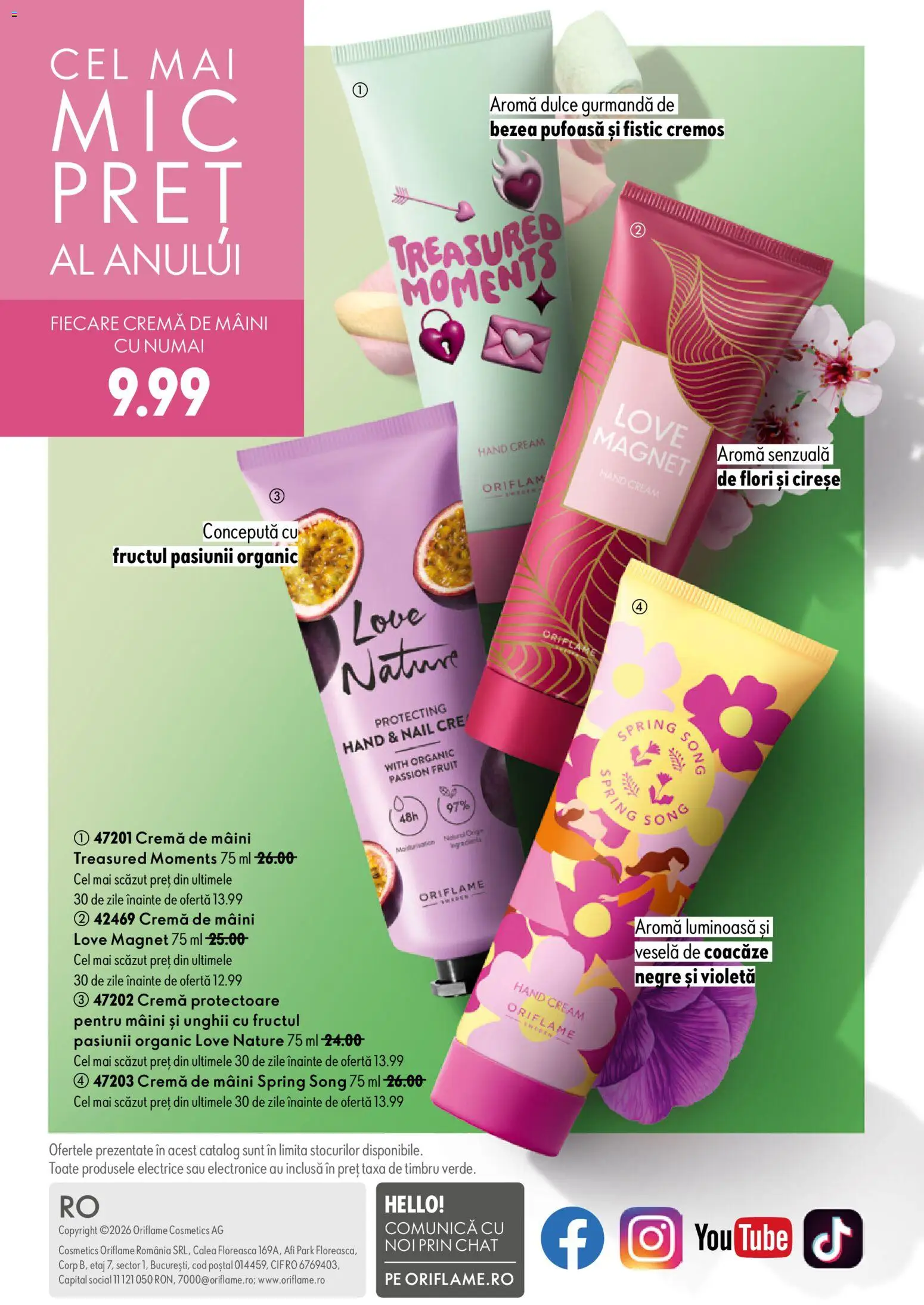 Catalog Oriflame 17 Iunie - 6 Iulie 2026 | Pagina 148 | Produse: Cremă, Cremă de mâini, Fistic, Cireșe