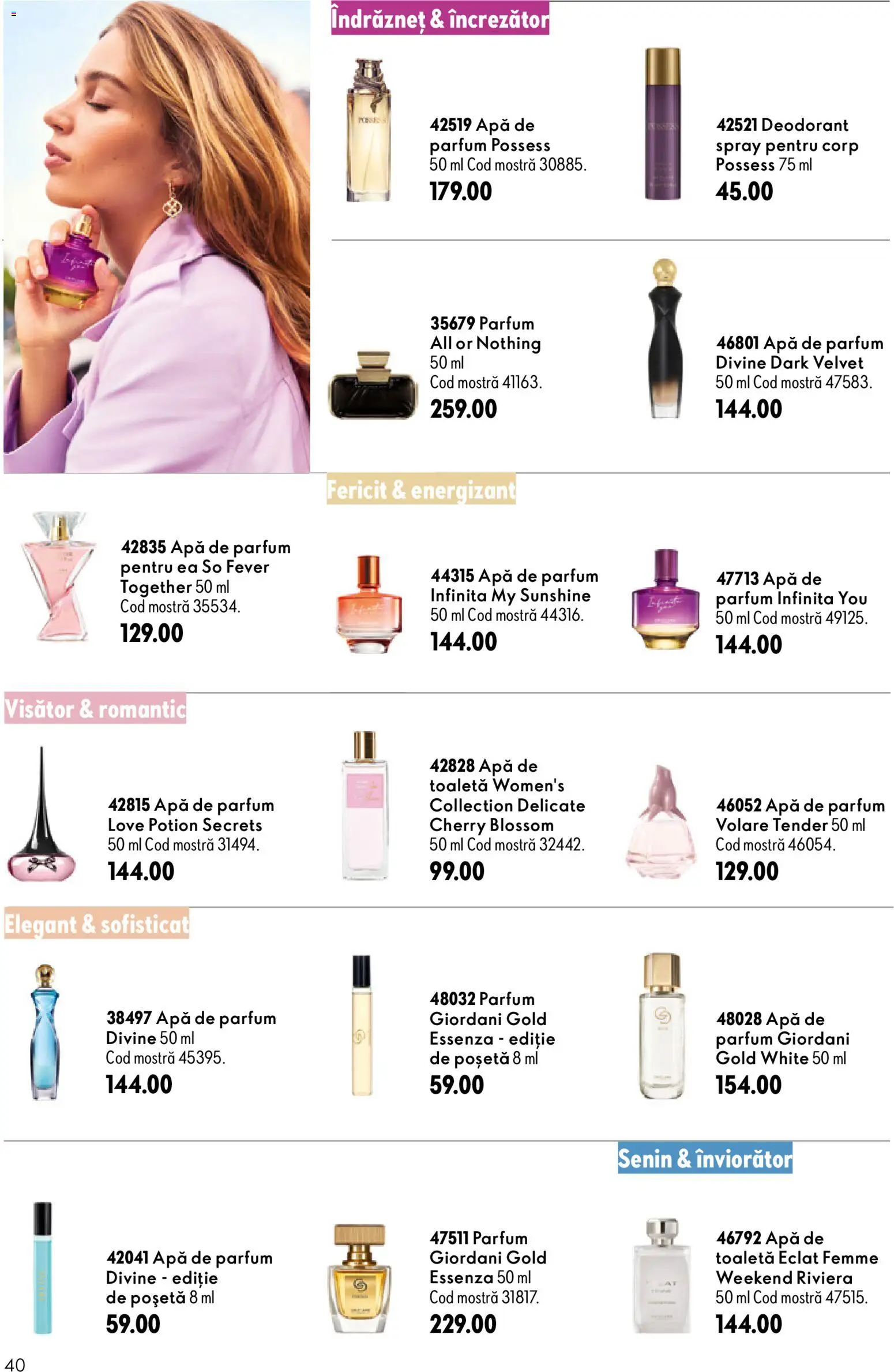 Catalog Oriflame 17 Iunie - 6 Iulie 2026 | Pagina 40 | Produse: Toaletă, Parfum, Apă de toaletă, Apă