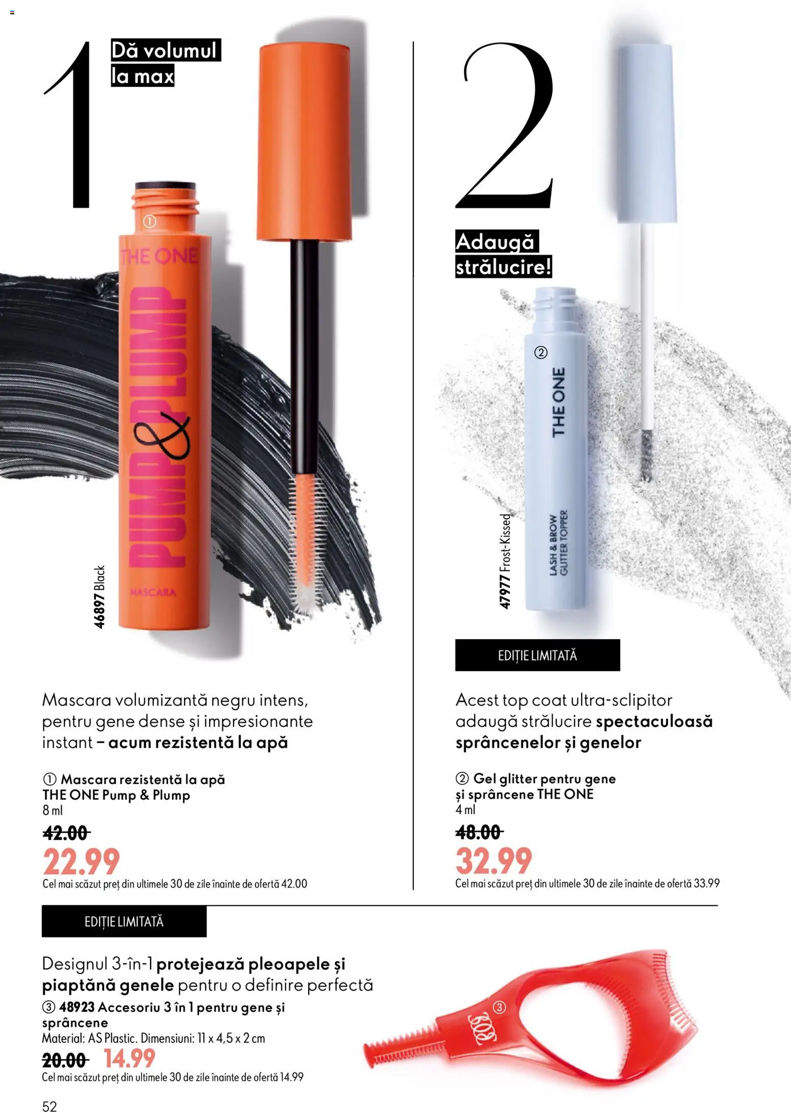 Catalog Oriflame 17 Iunie - 6 Iulie 2026 | Pagina 52 | Produse: Top coat, Mascara, Topper, Apă