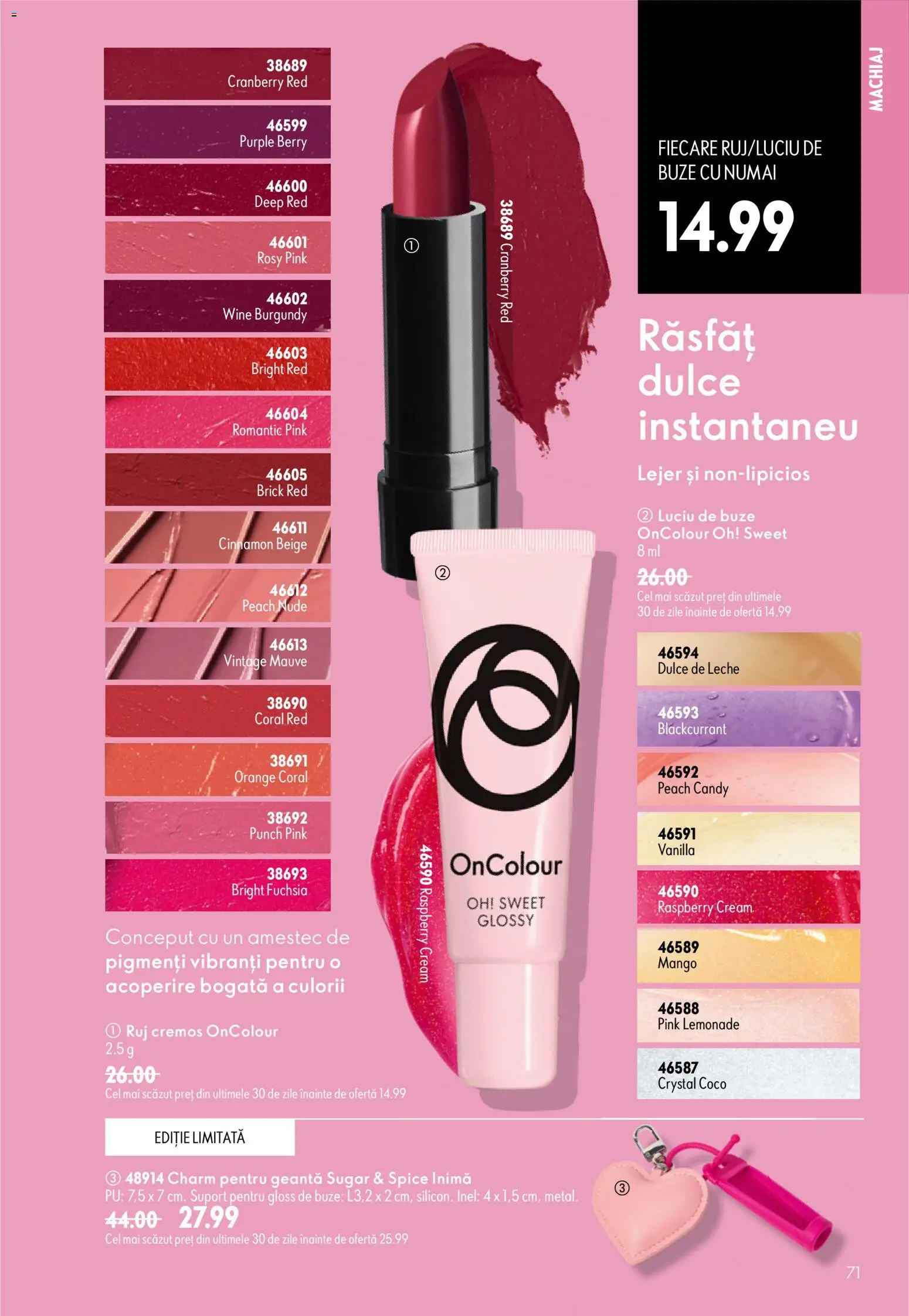 Catalog Oriflame 17 Iunie - 6 Iulie 2026 | Pagina 71 | Produse: Geantă, Machiaj, Ruj, Luciu de buze