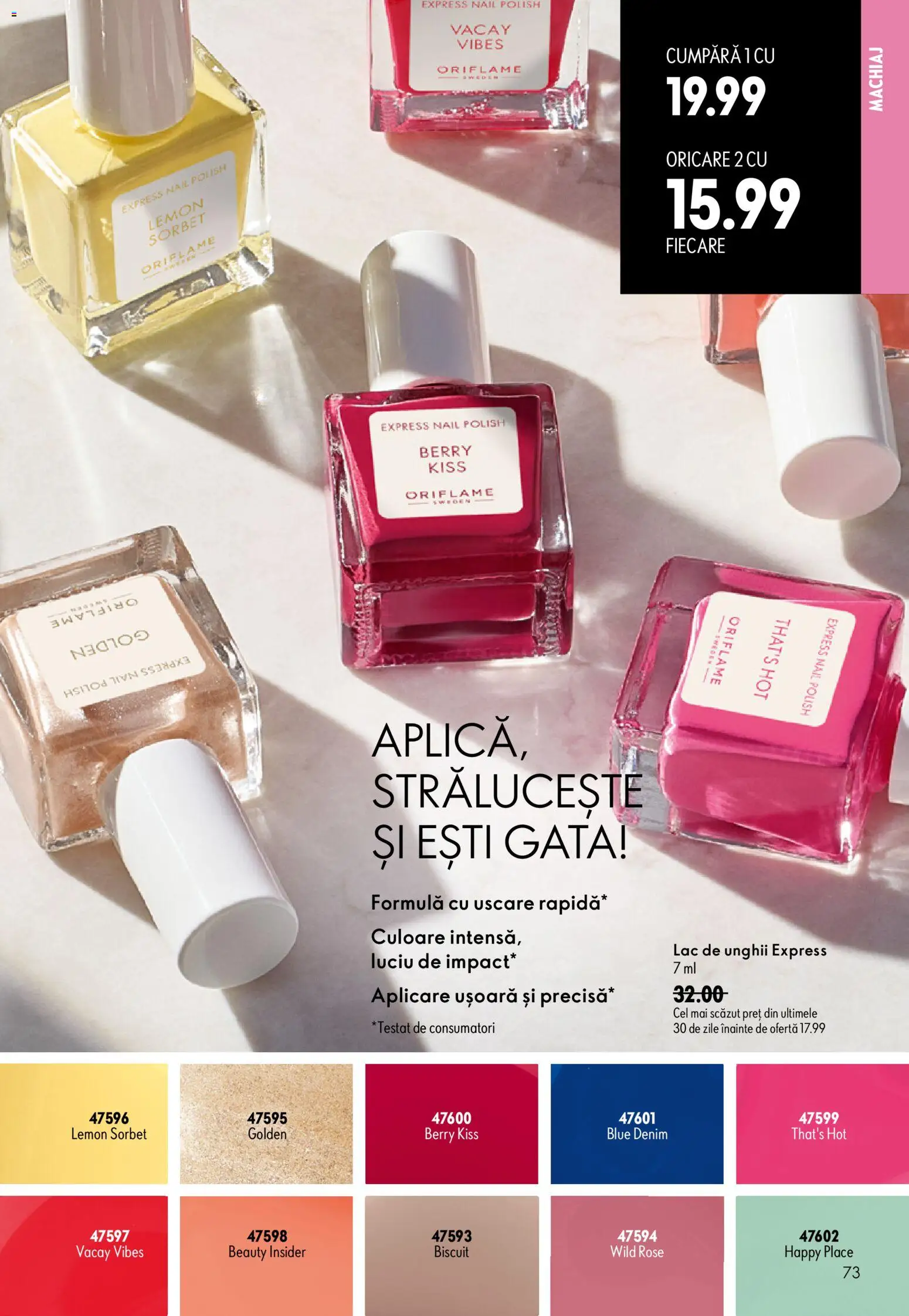 Catalog Oriflame 17 Iunie - 6 Iulie 2026 | Pagina 73 | Produse: Machiaj, Lac de unghii