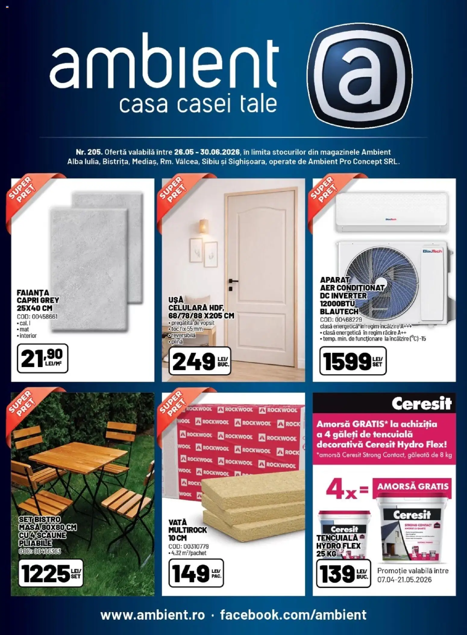 Catalog Ambient 26 Mai - 29 Iunie 2026 | Pagina 1 | Produse: Aer Condiționat, Faianță, Masă, Amorsă