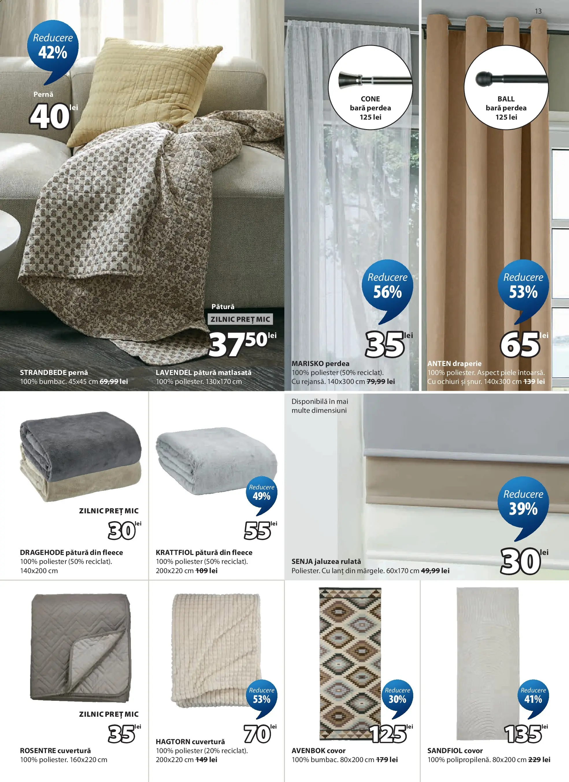 Catalog JYSK 27 Mai - 24 Iunie 2026 | Pagina 13 | Produse: Cuvertură, Pernă, Pătură, Perdea
