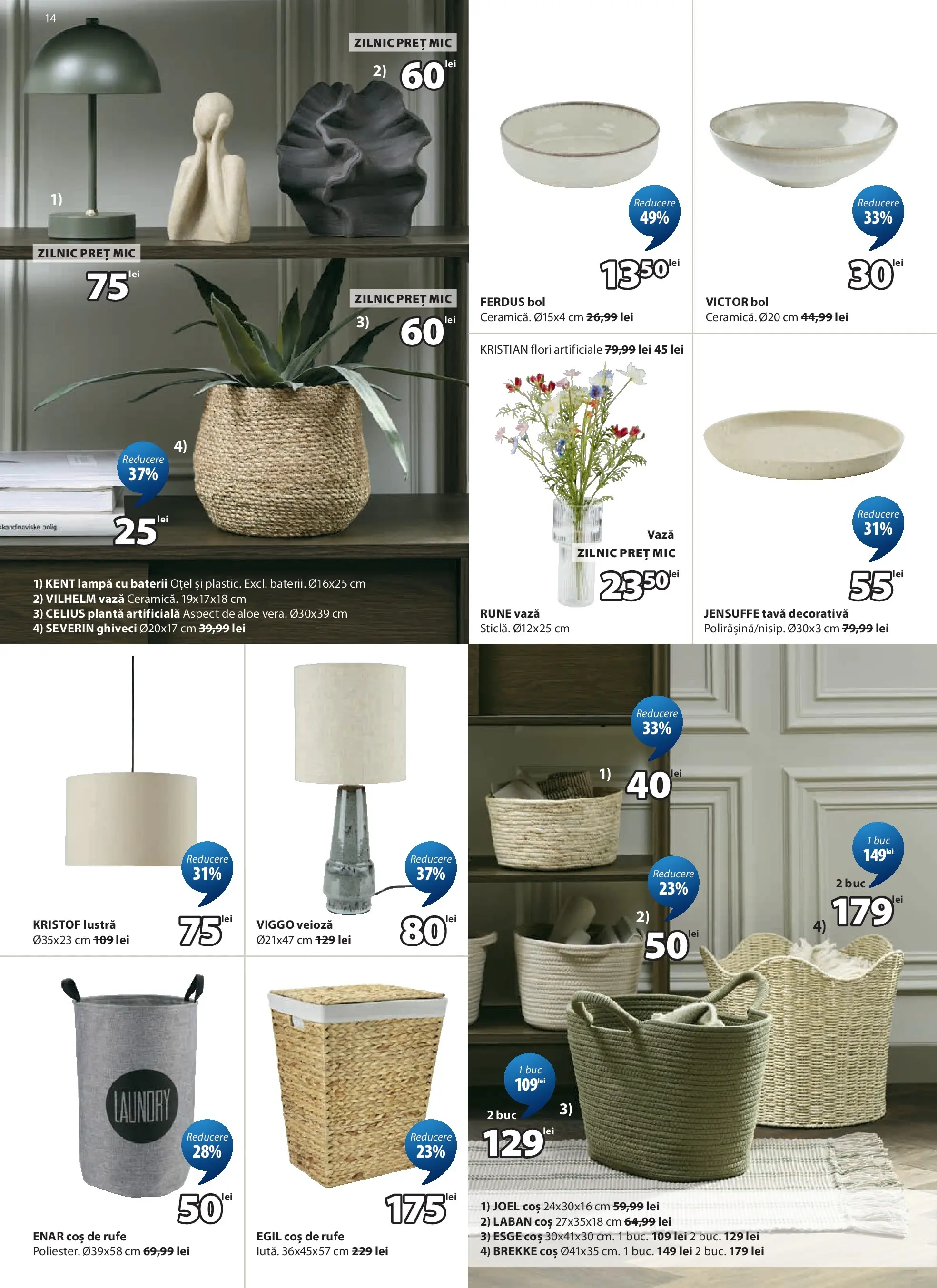Catalog JYSK 27 Mai - 24 Iunie 2026 | Pagina 14 | Produse: Coș, Ghiveci, Vază, Lampă