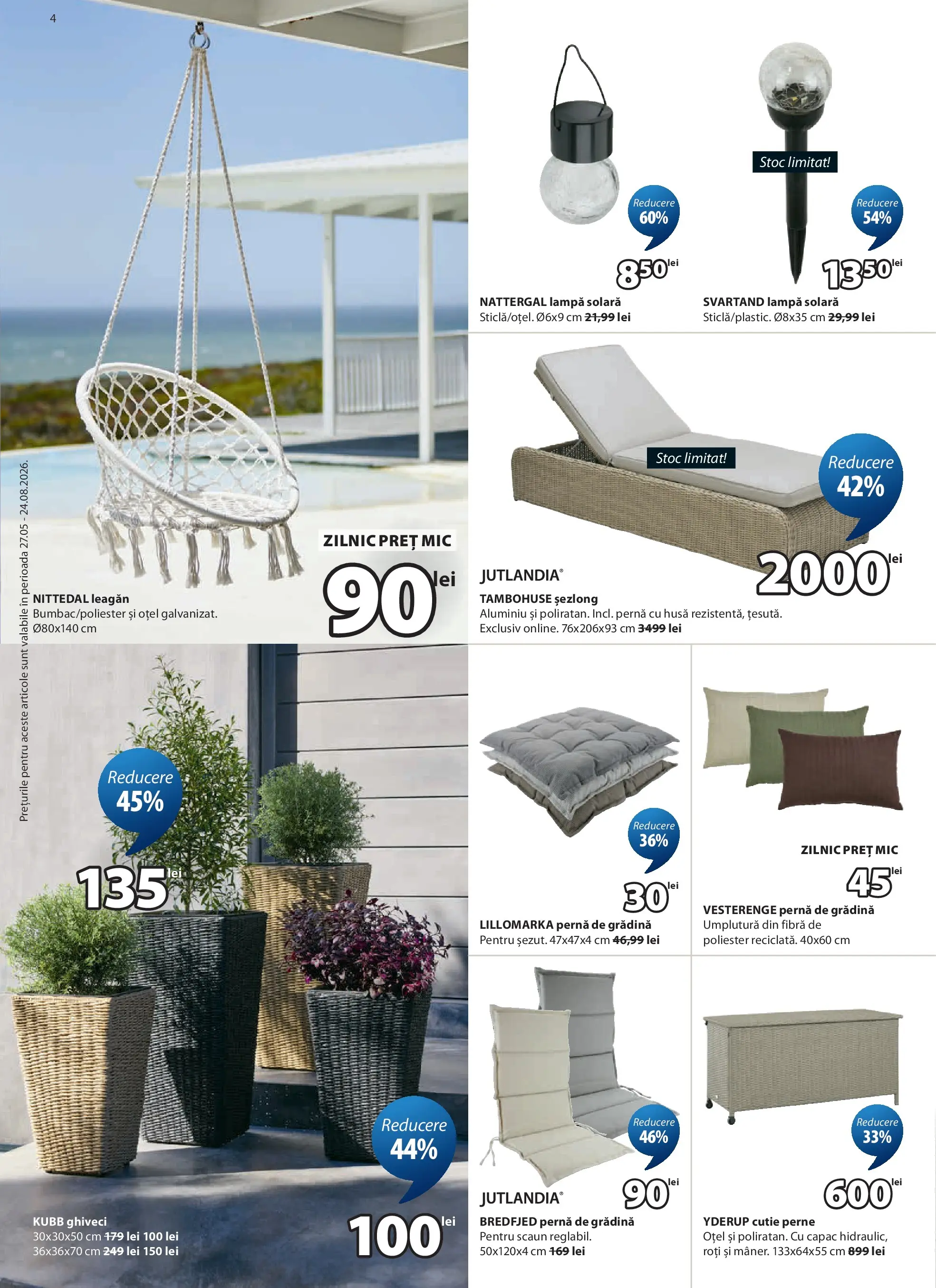 Catalog JYSK 27 Mai - 24 Iunie 2026 | Pagina 4 | Produse: Pernă, Scaun, Ghiveci, Lampă