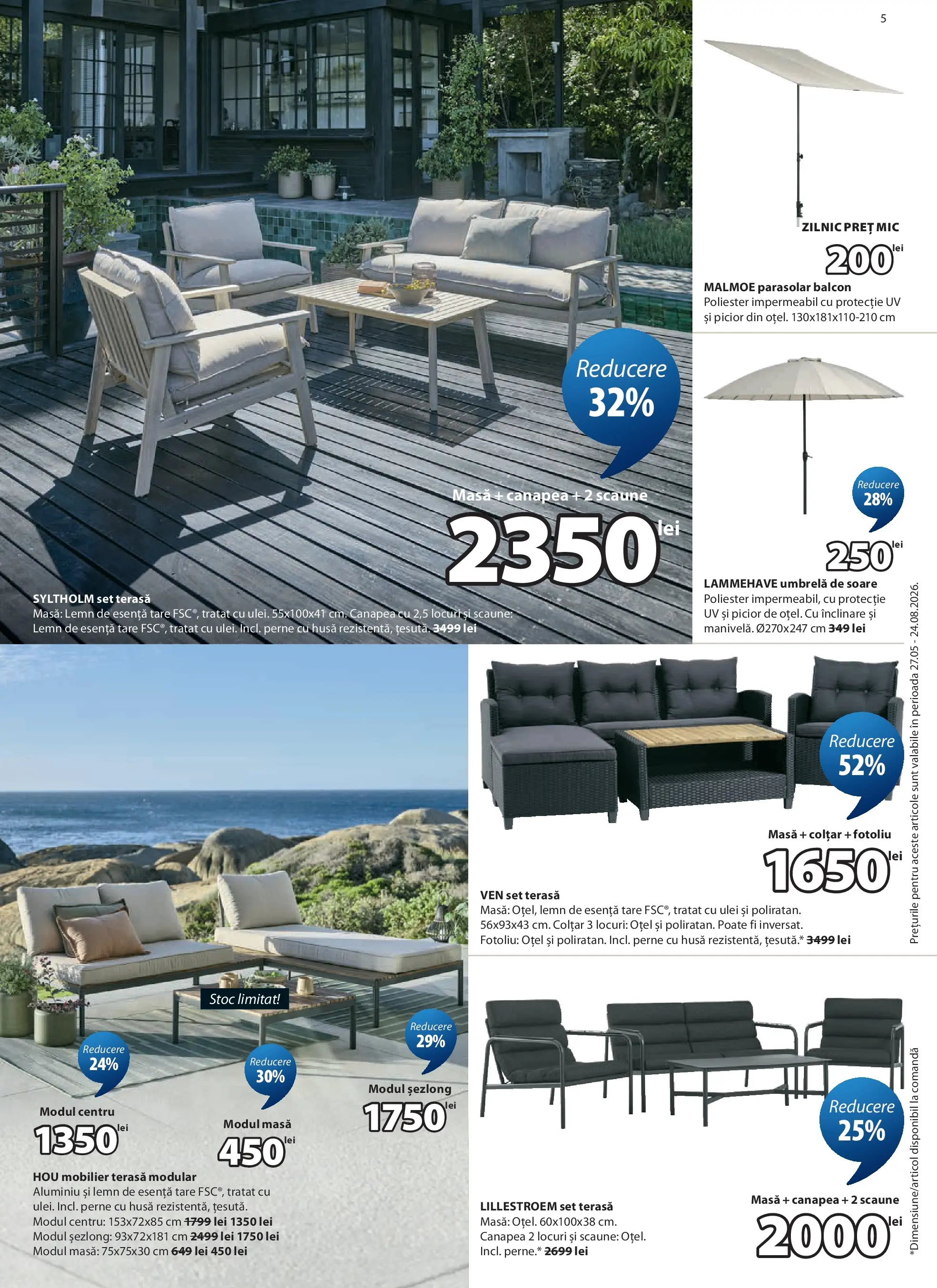 Catalog JYSK 27 Mai - 24 Iunie 2026 | Pagina 5 | Produse: Umbrelă, Fotoliu, Masă, Ulei