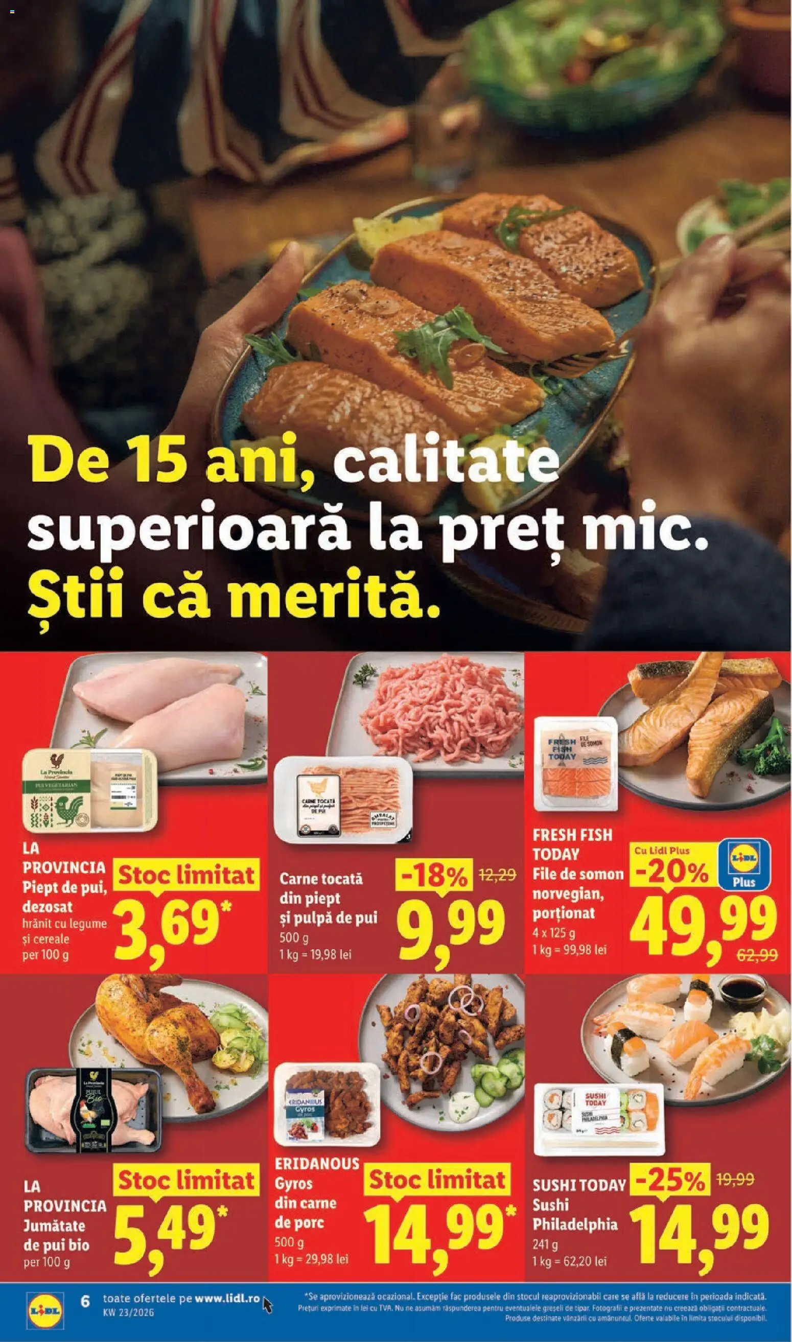Catalog LIDL 1 - 6 Iunie 2026 | Pagina 6 | Produse: Sushi, Carne tocată, Cereale, Legume