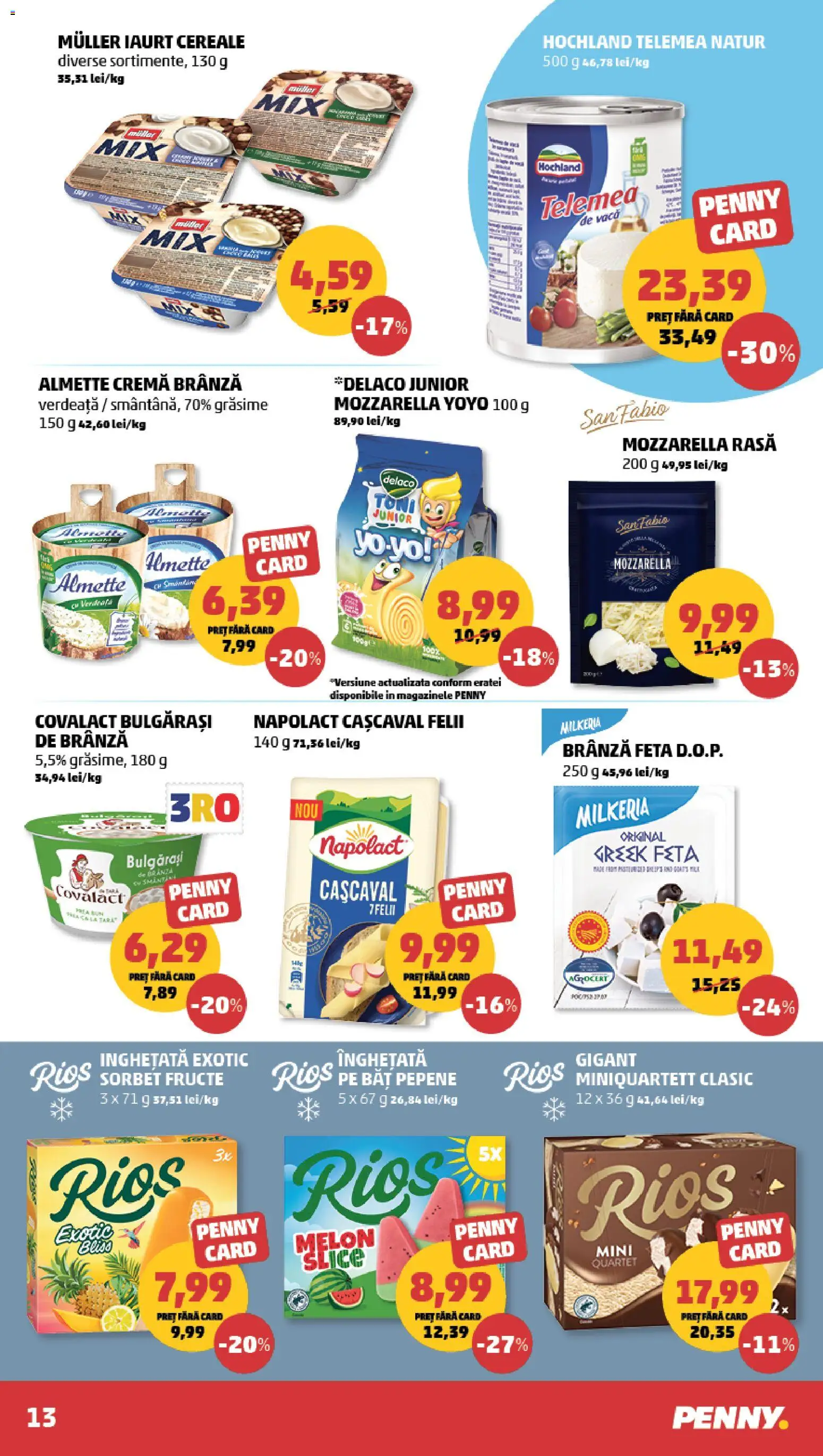 Catalog PENNY Market 27 Mai - 1 Iunie 2026 | Pagina 13 | Produse: Light Kedi Konservesi, Mozzarella, Înghețată, Verdeață