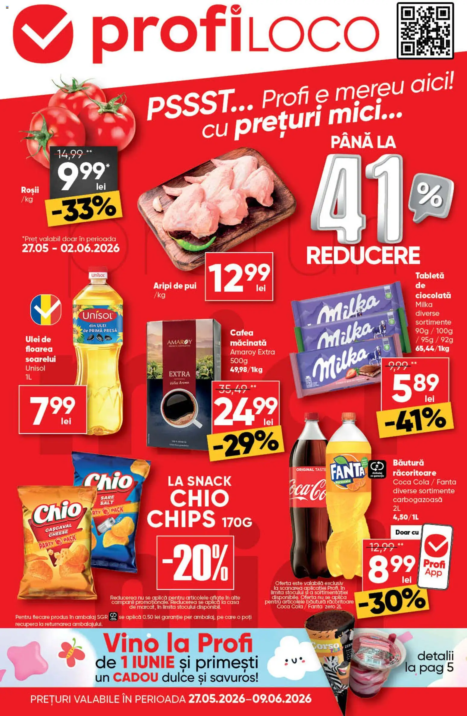 Catalog Profi 27 Mai - 8 Iunie 2026 | Pagina 1 | Produse: Cafea, Ciocolată, Roșii, Sare