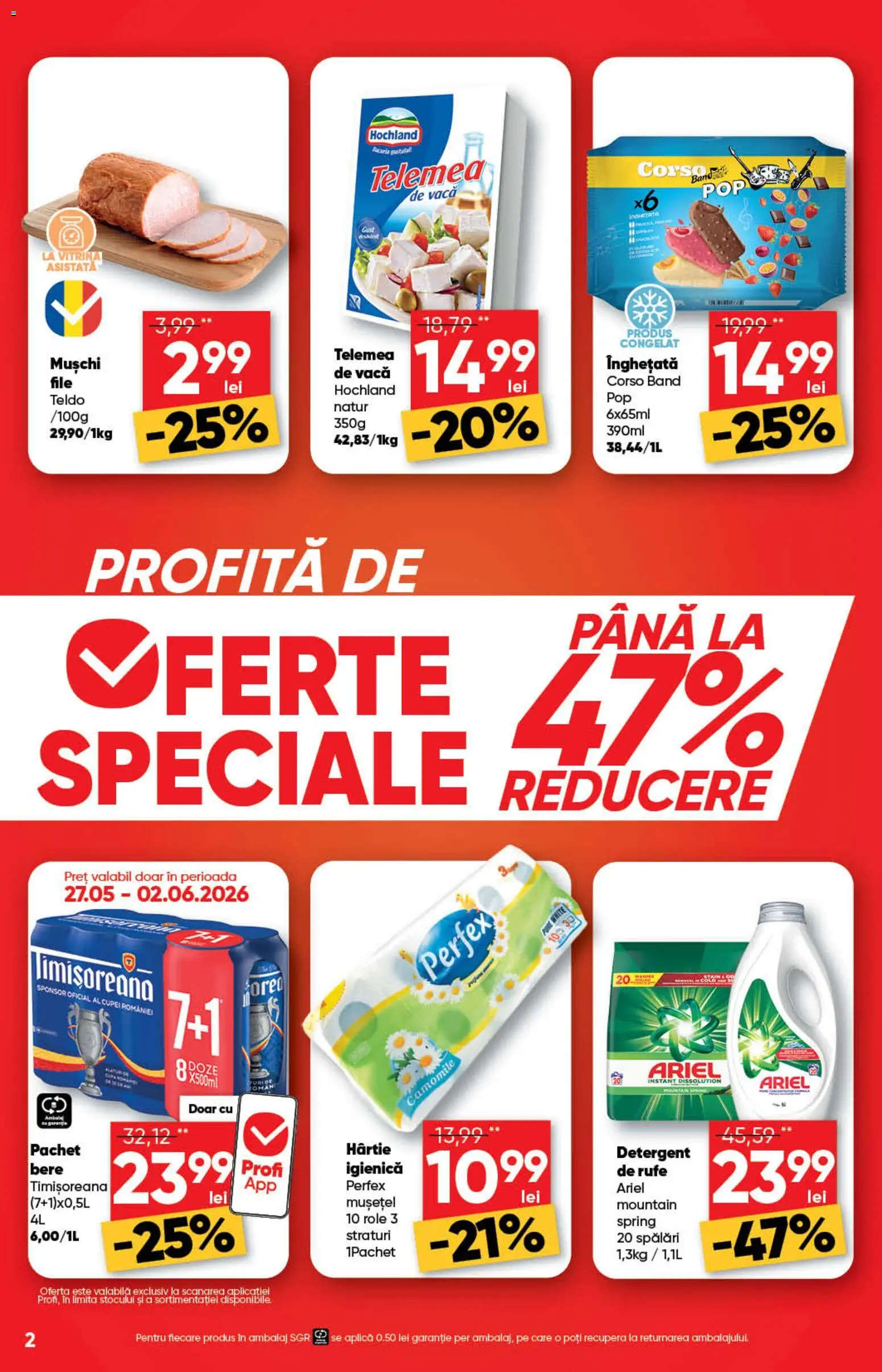 Catalog Profi 27 Mai - 8 Iunie 2026 | Pagina 2 | Produse: Vitrină, Bere, Detergent, Înghețată