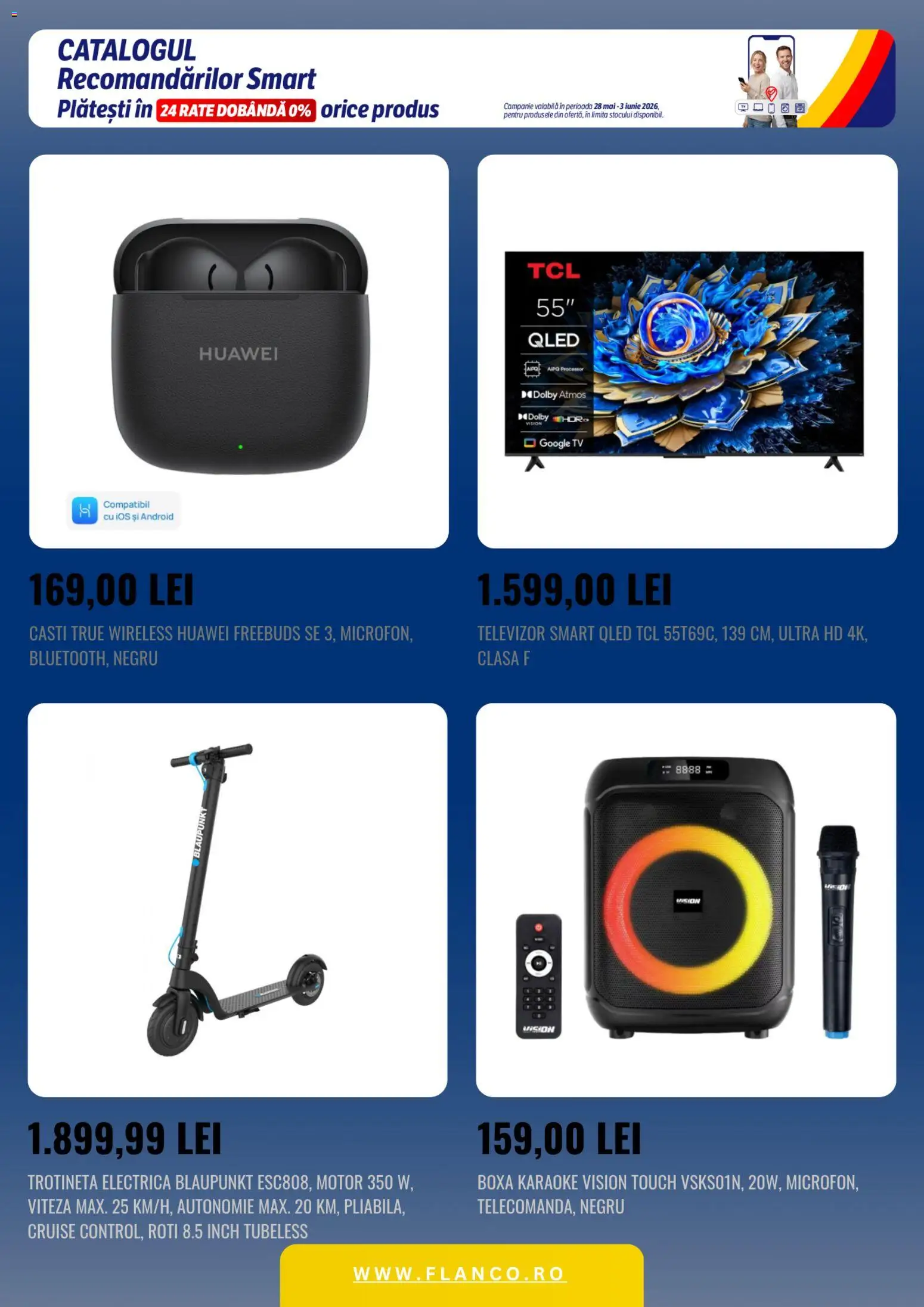 Catalog Flanco 28 Mai - 2 Iunie 2026 | Pagina 4 | Produse: Televizor, Trotinetă electrică, Căști, Trotinetă