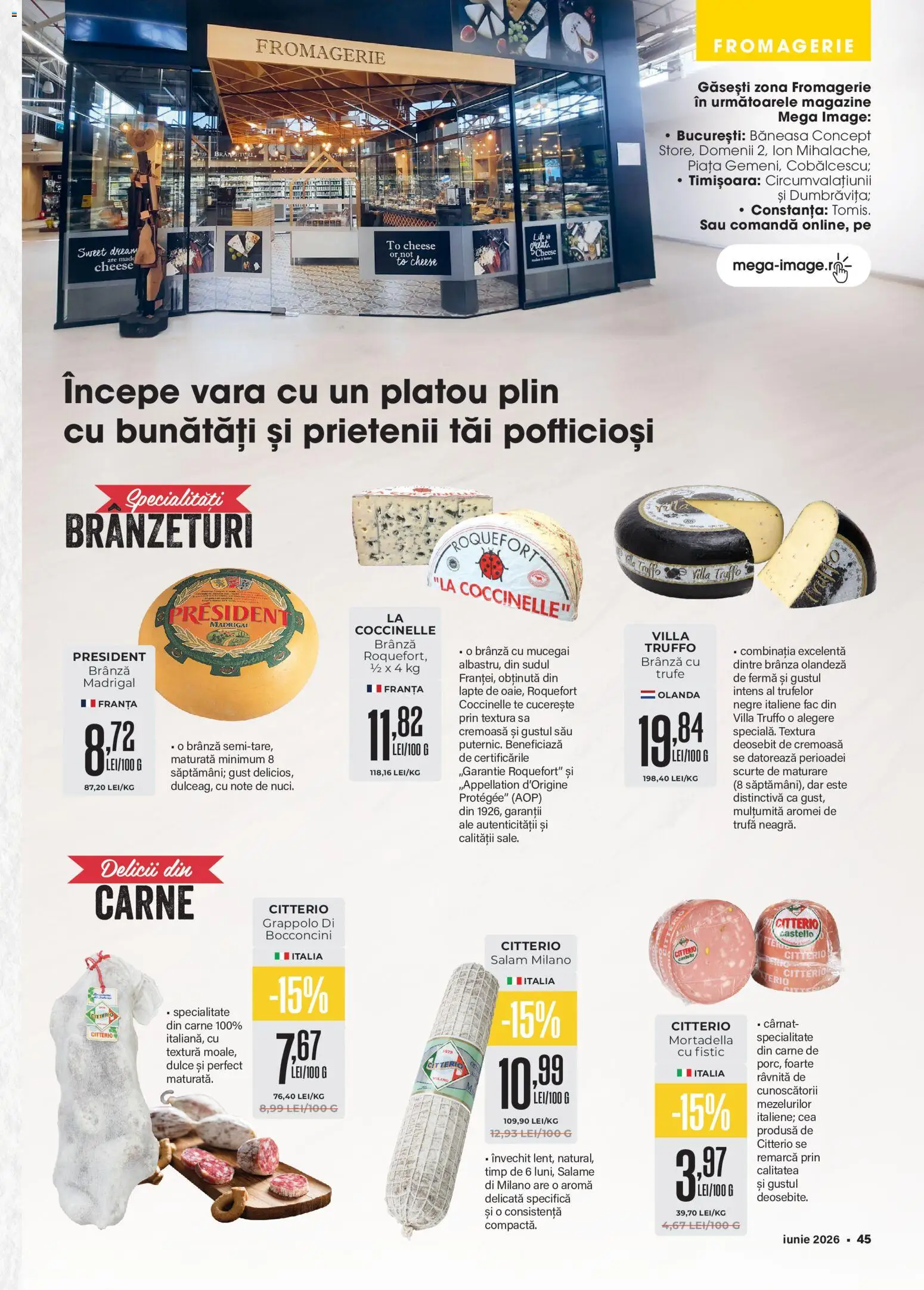 Catalog Mega Image 28 Mai - 29 Iunie 2026 | Pagina 45 | Produse: Lapte, Brânză cu mucegai, Salam, Fistic