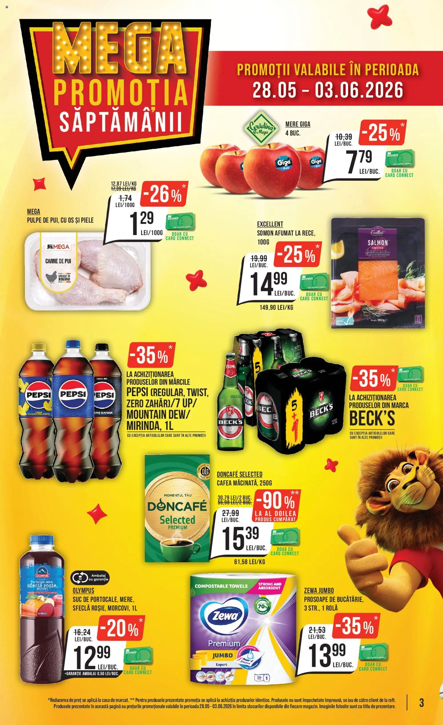 Catalog Mega Image 28 Mai - 2 Iunie 2026 | Pagina 3 | Produse: Bucătărie, Suc, Carne De Pui, Mere