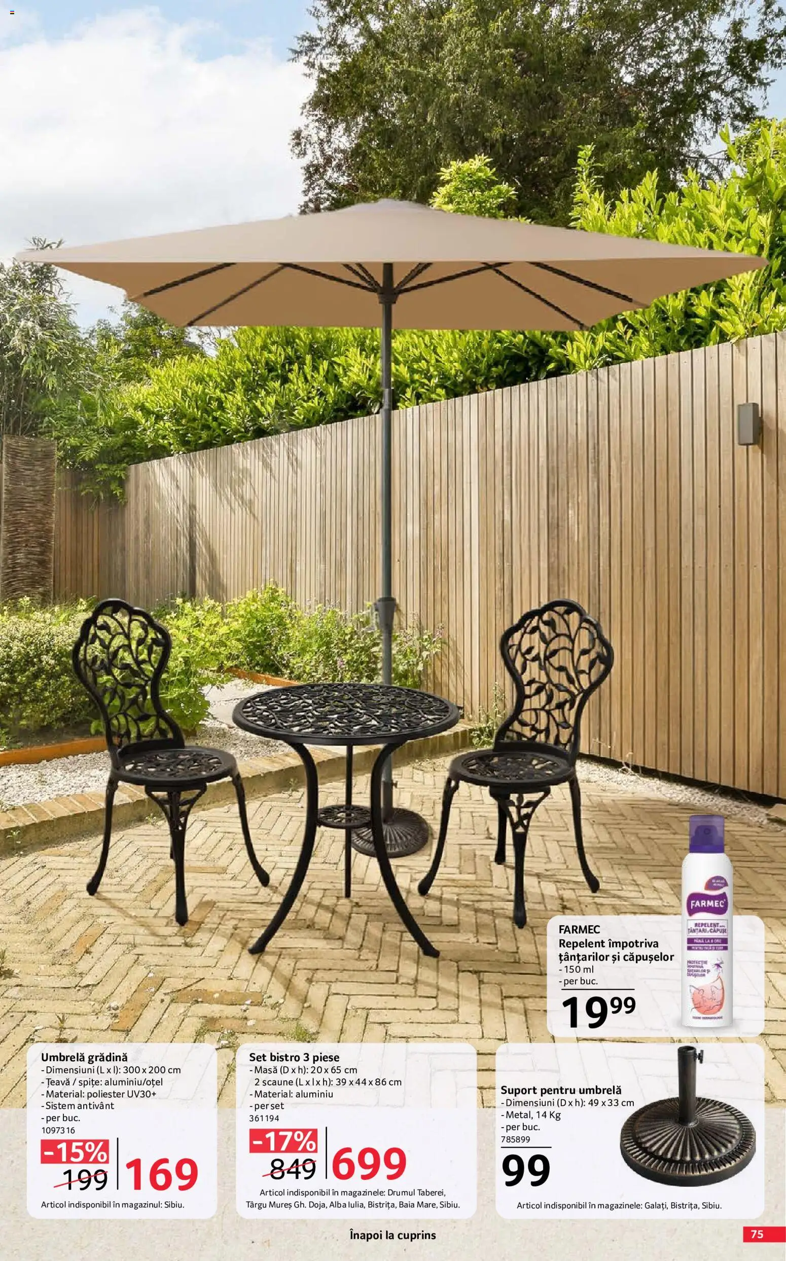 Catalog Selgros 29 Mai - 24 Iunie 2026 | Pagina 75 | Produse: Umbrelă, Masă, Țeavă