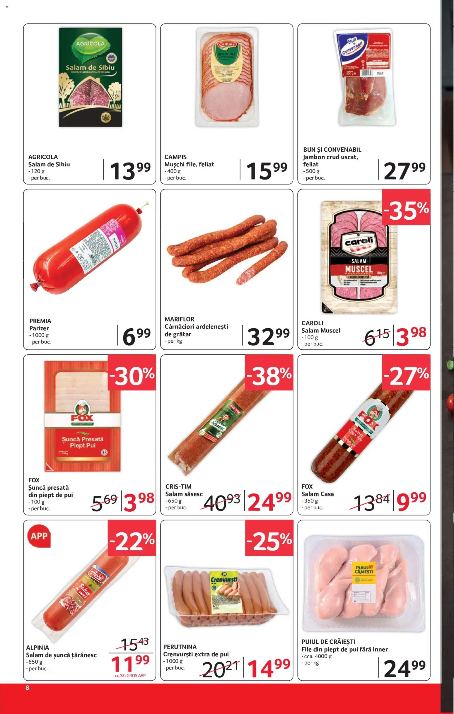 Catalog Selgros 29 Mai - 10 Iunie 2026 | Pagina 8 | Produse: Grătar, Crenvurști, Salam, Șuncă