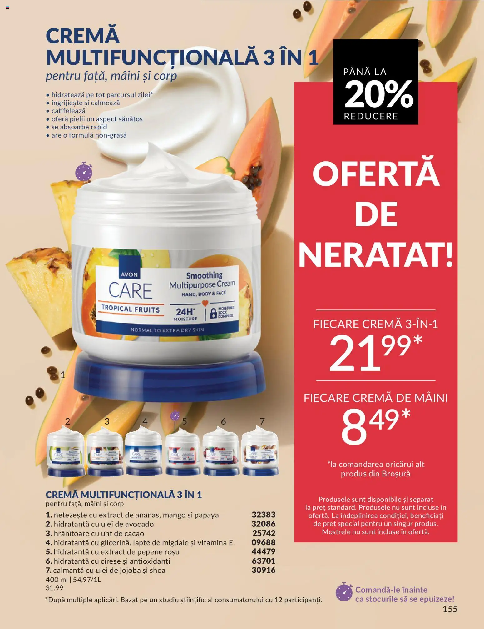 Catalog Avon 1 - 29 Iunie 2026 | Pagina 157 | Produse: Lapte, Unt, Cremă, Cireșe