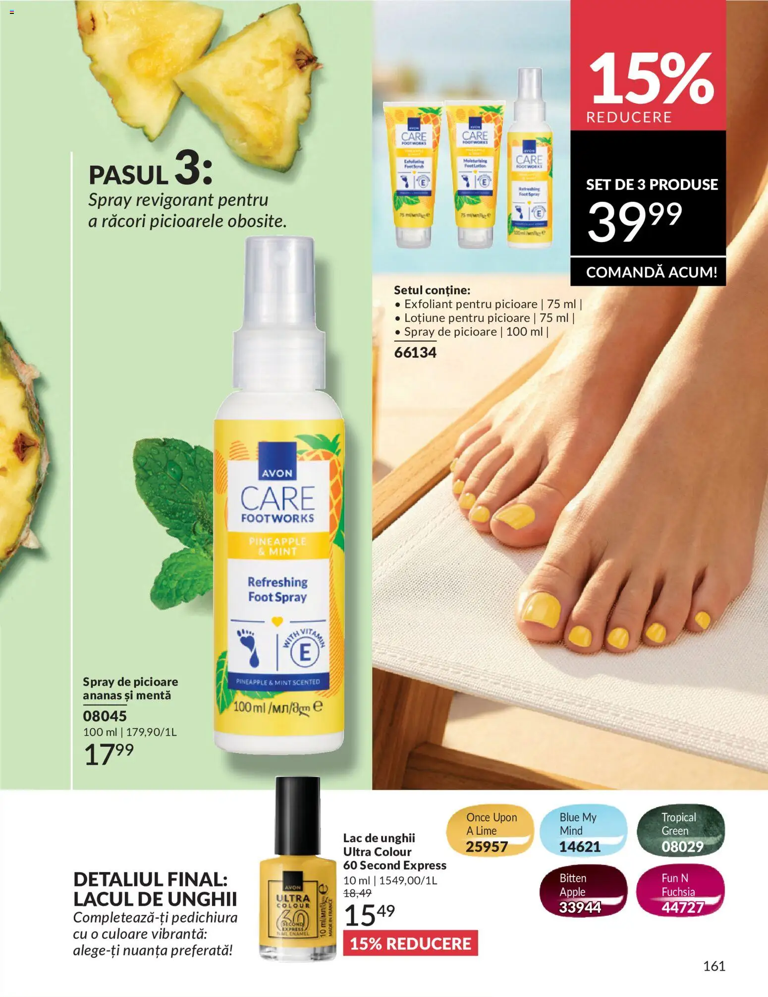 Catalog Avon 1 - 29 Iunie 2026 | Pagina 163 | Produse: Lime, Exfoliant, Lac de unghii, Ananas