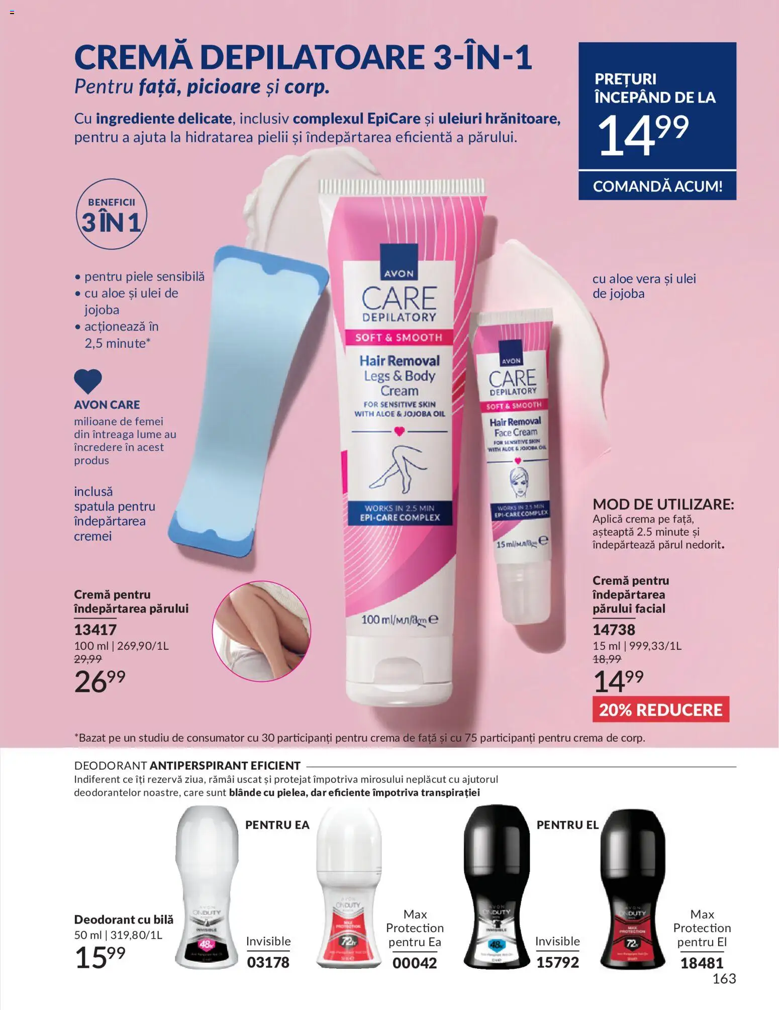 Catalog Avon 1 - 29 Iunie 2026 | Pagina 165 | Produse: Aloe vera, Ulei, Antiperspirant, Cremă depilatoare