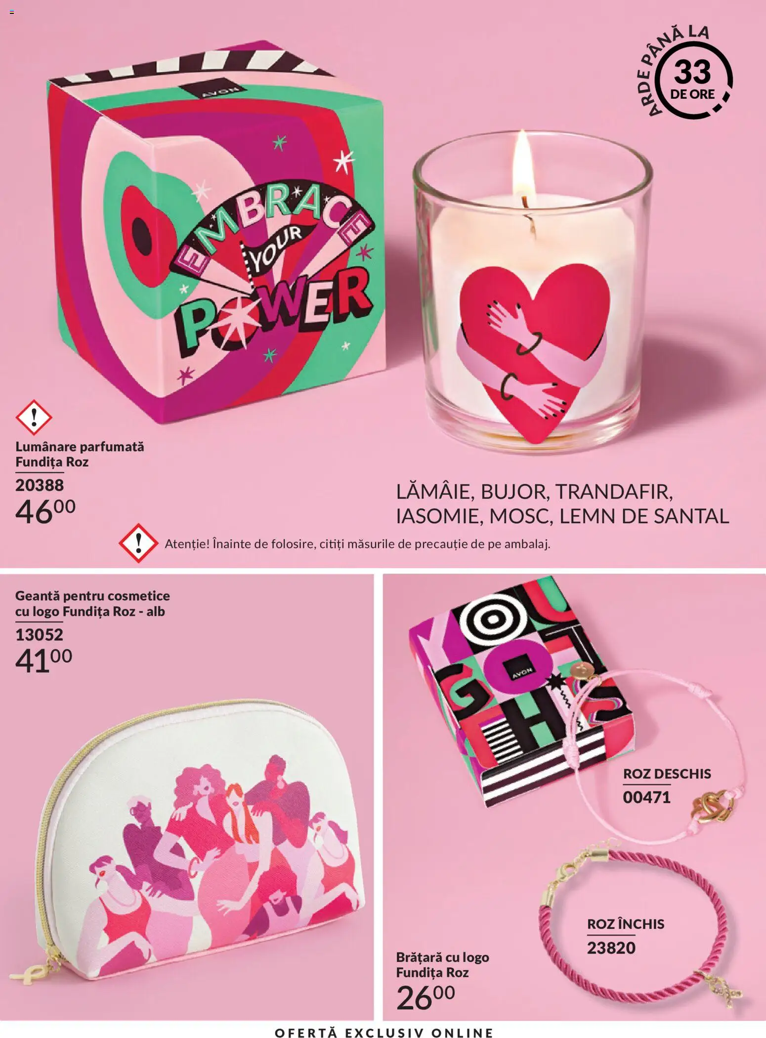 Catalog Avon 1 - 29 Iunie 2026 | Pagina 201 | Produse: Geantă pentru cosmetice, Geantă, Brățară, Lumânare