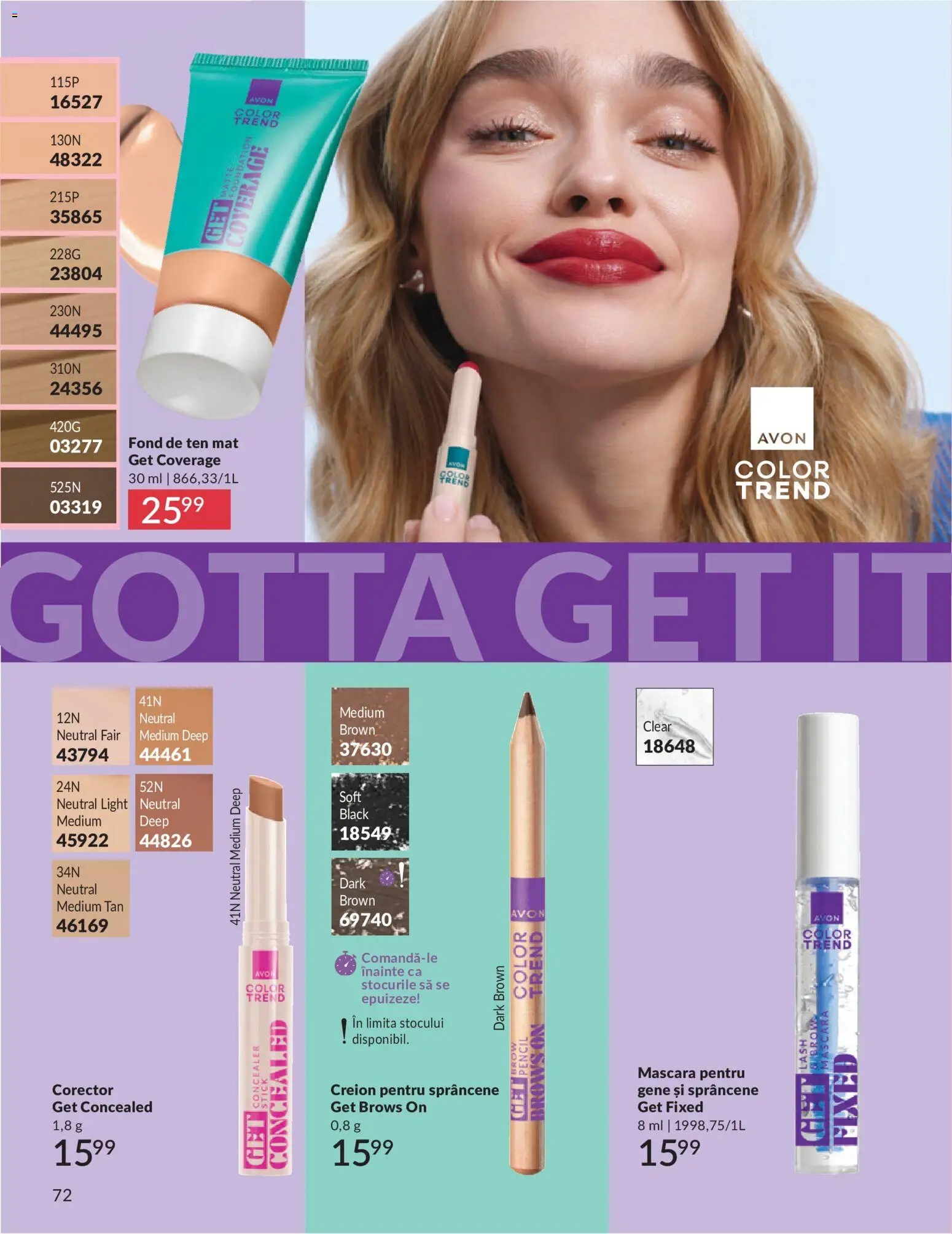 Catalog Avon 1 - 29 Iunie 2026 | Pagina 74 | Produse: Fond de ten, Concealer, Mascara