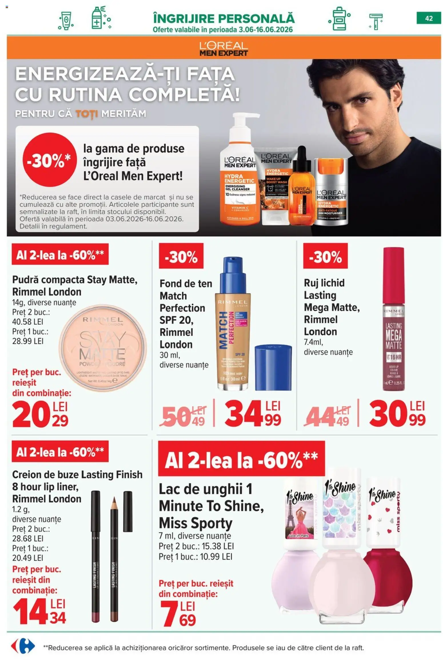 Catalog Carrefour 3 - 8 Iunie 2026 | Pagina 43 | Produse: Fond de ten, Pudră, Ruj, Lac de unghii