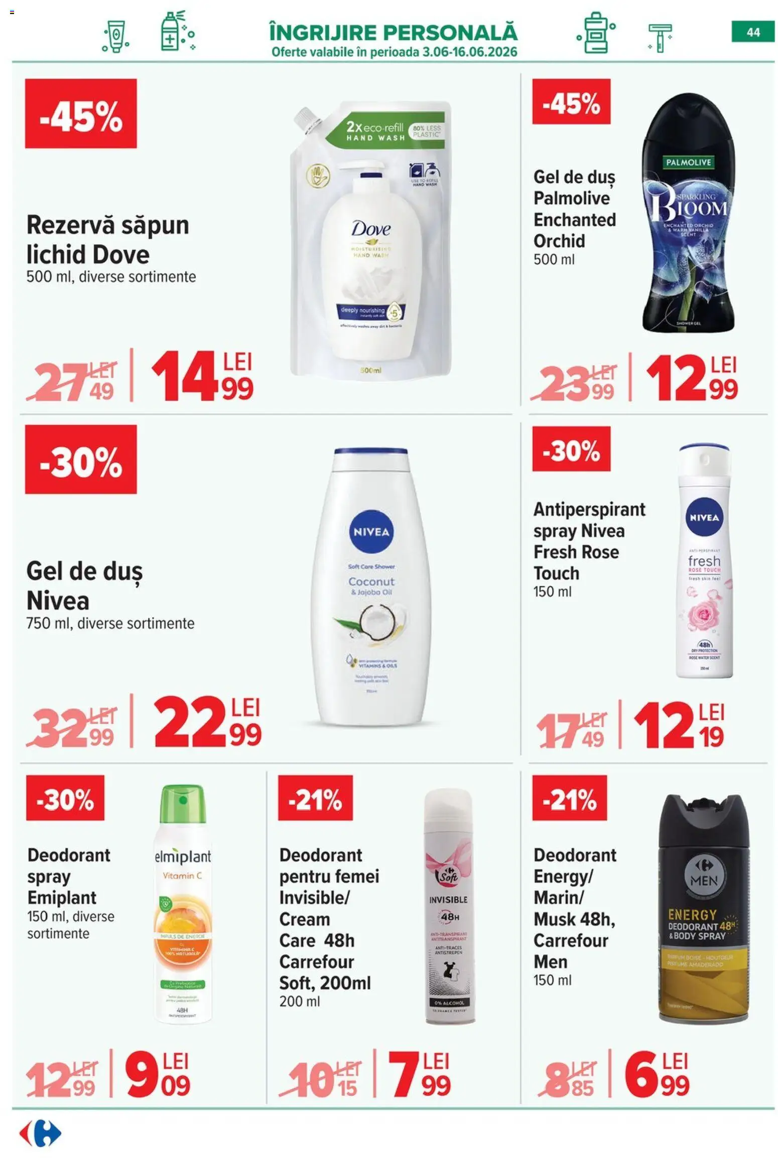 Catalog Carrefour 3 - 8 Iunie 2026 | Pagina 45 | Produse: Body, Deodorant, Antiperspirant, Rezervă săpun