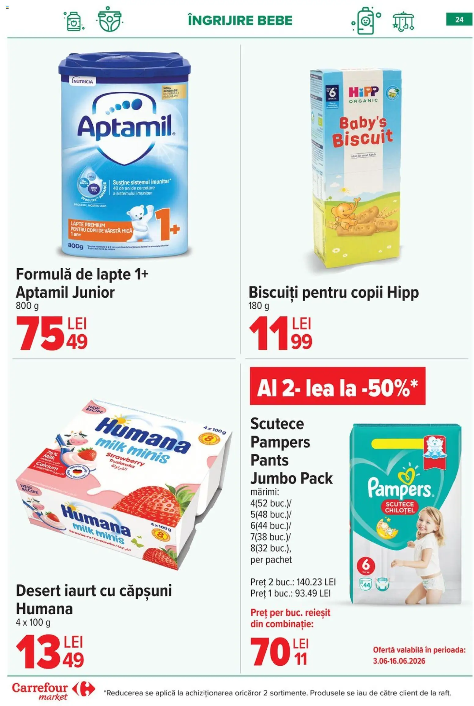 Catalog Carrefour 3 - 8 Iunie 2026 | Pagina 24 | Produse: Iaurt, Căpșuni, Biscuiți, Scutece