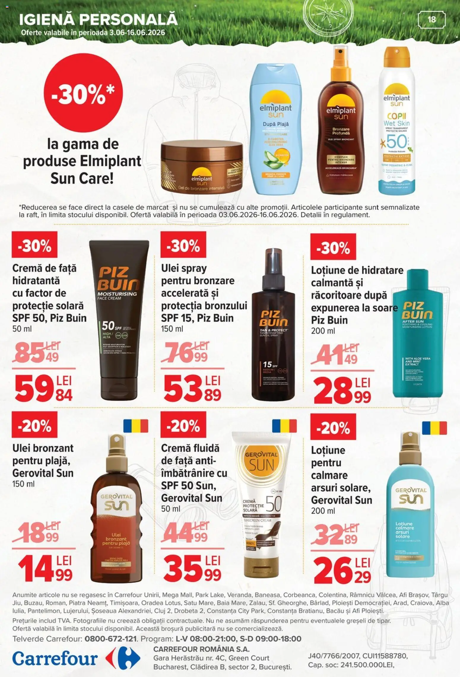 Catalog Carrefour 3 - 29 Iunie 2026 | Pagina 19 | Produse: Gel de bronzare, Aloe vera, Ulei, Protecție solară