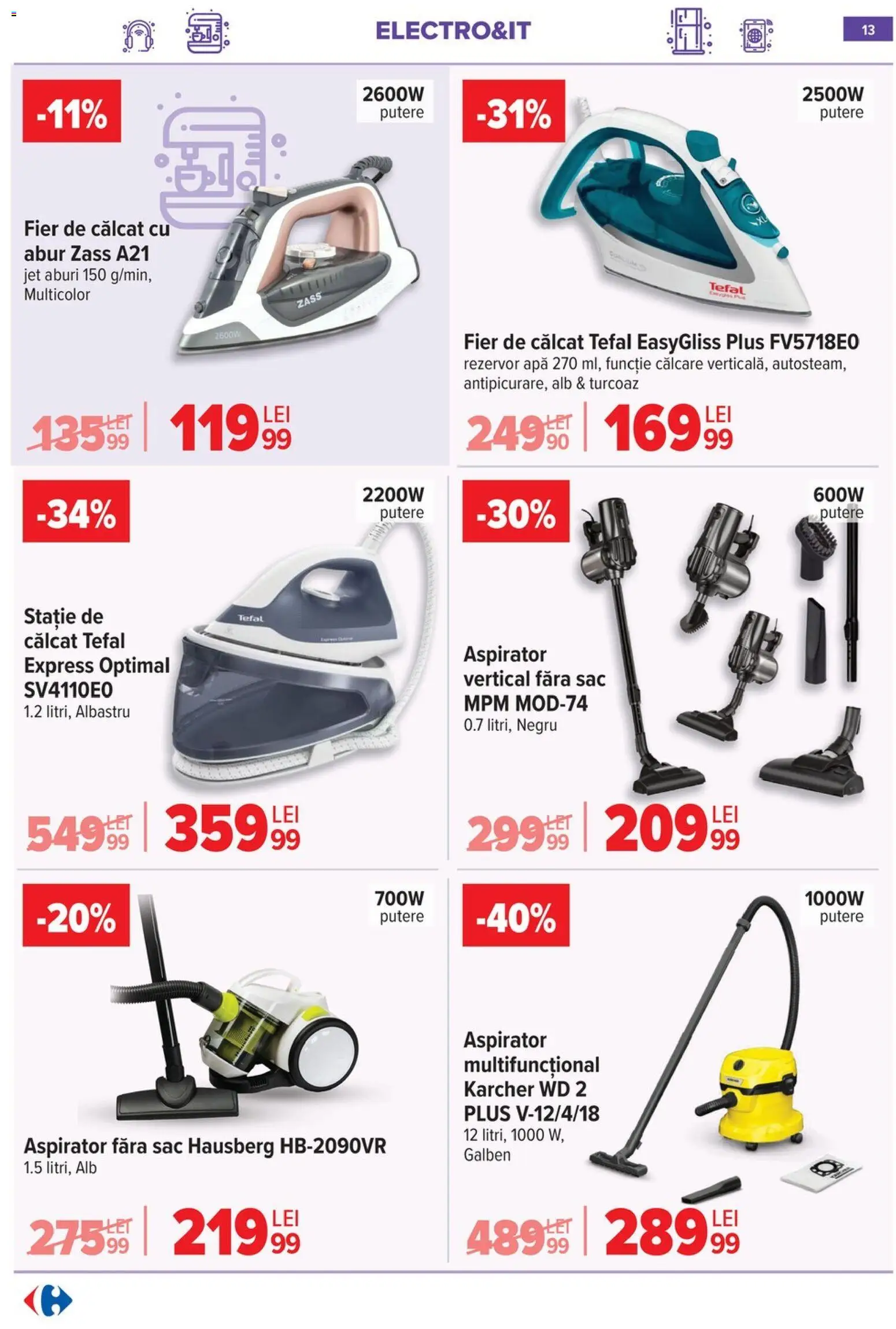 Catalog Carrefour 3 - 15 Iunie 2026 | Pagina 14 | Produse: Fier de călcat, Aspirator, Apă