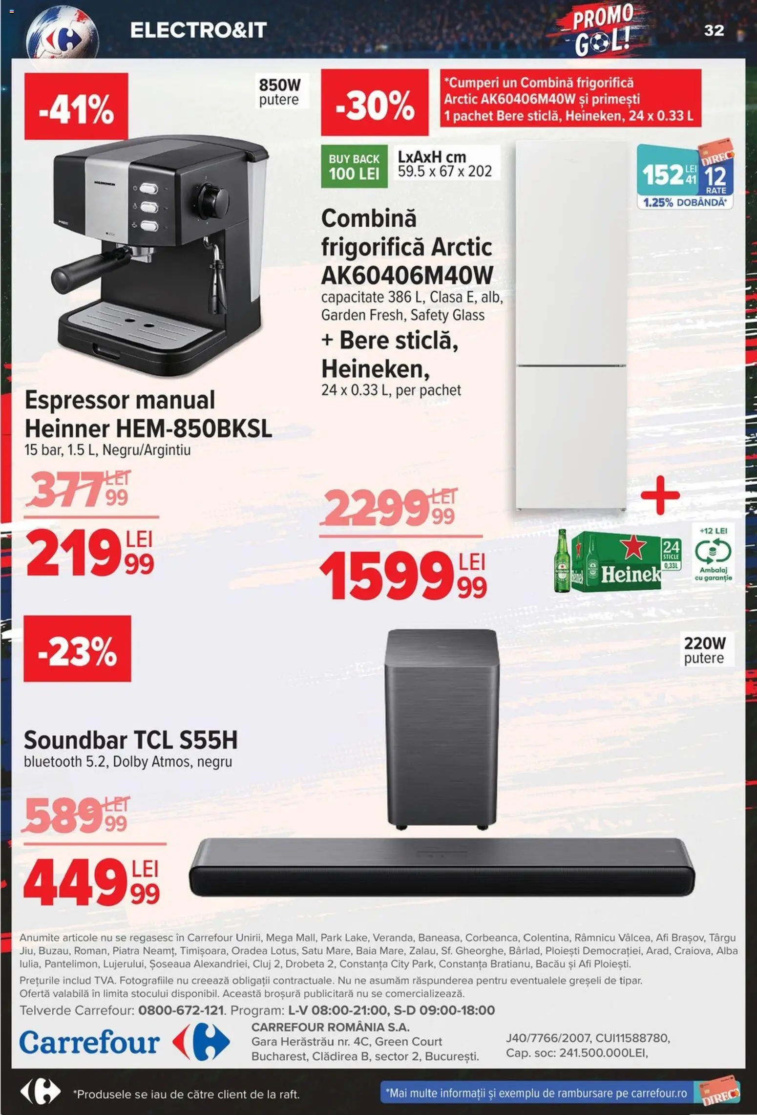 Catalog Carrefour 3 - 15 Iunie 2026 | Pagina 32 | Produse: Espressor, Soundbar, Bere, Combină frigorifică