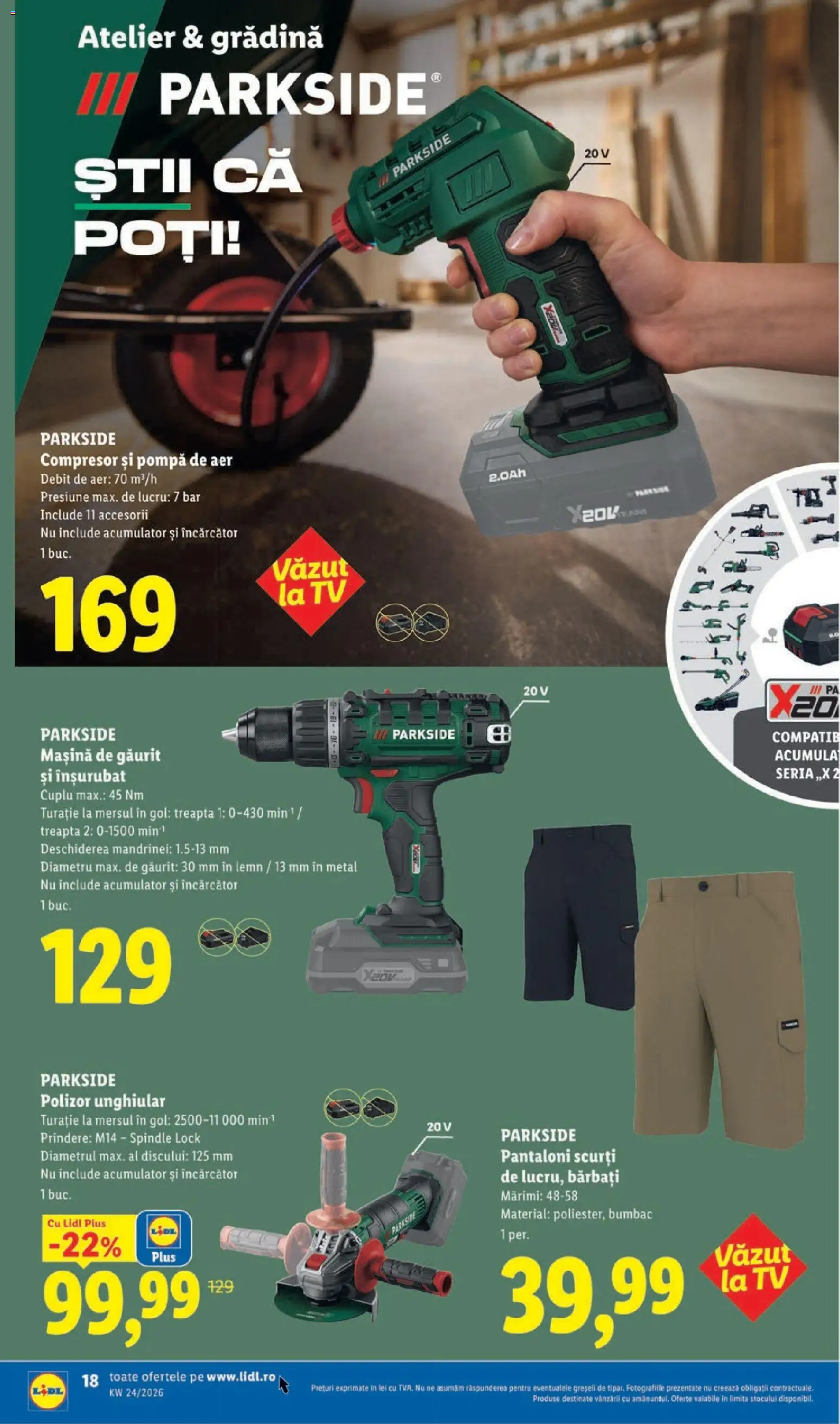 Catalog LIDL 8 - 13 Iunie 2026 | Pagina 18 | Produse: Mașină de găurit, Încărcător, Pantaloni, Pantaloni scurți