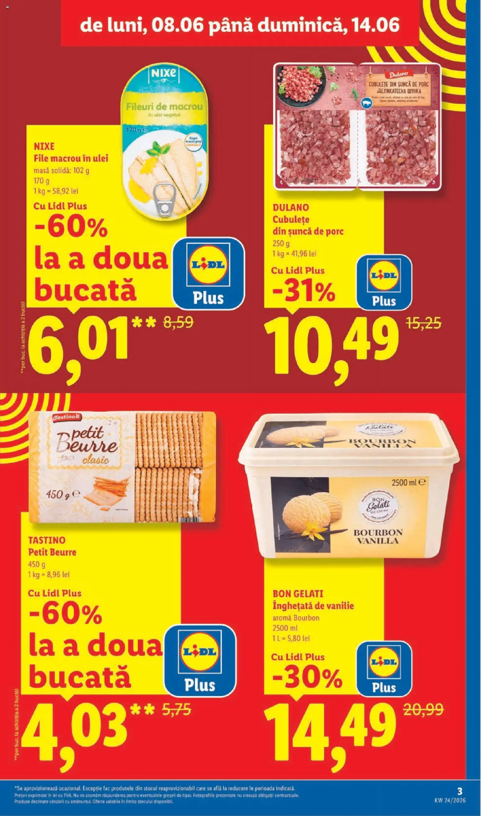 Catalog LIDL 8 - 13 Iunie 2026 | Pagina 3 | Produse: Masă, Ulei, Șuncă, Înghețată