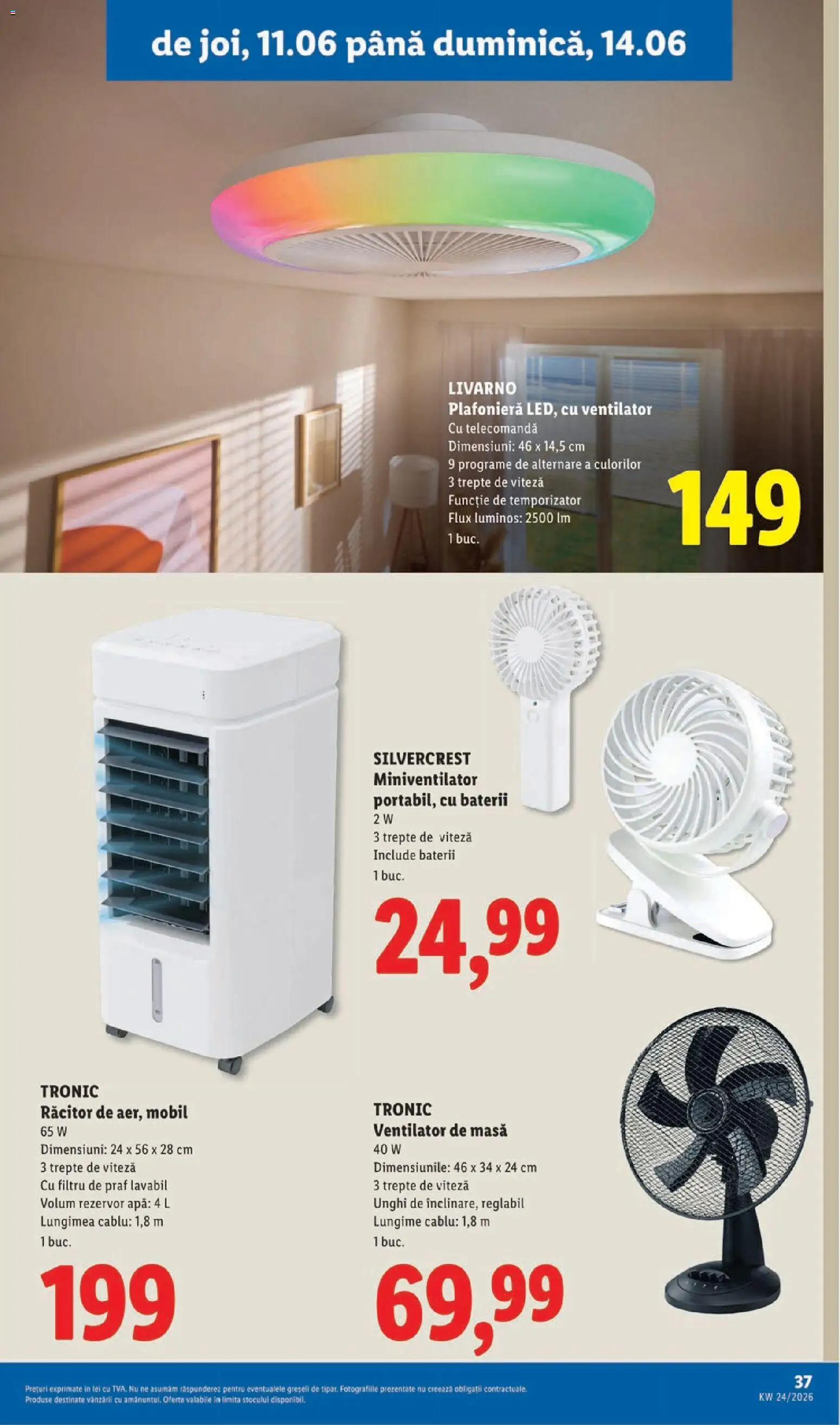 Catalog LIDL 8 - 13 Iunie 2026 | Pagina 37 | Produse: Cablu, Plafonieră, Ventilator, Masă