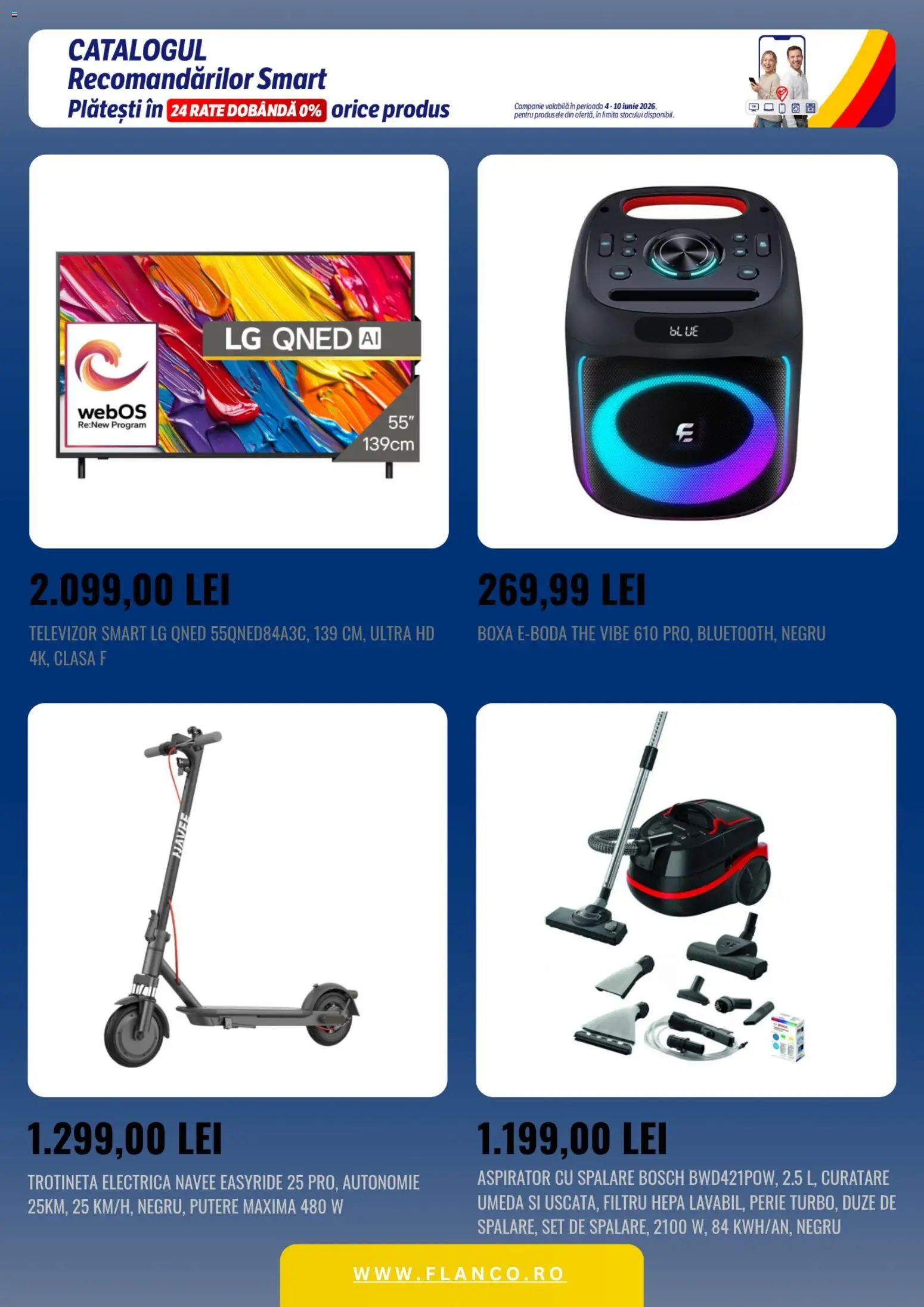 Catalog Flanco 4 - 9 Iunie 2026 | Pagina 4 | Produse: Televizor, Trotinetă electrică, Trotinetă, Perie
