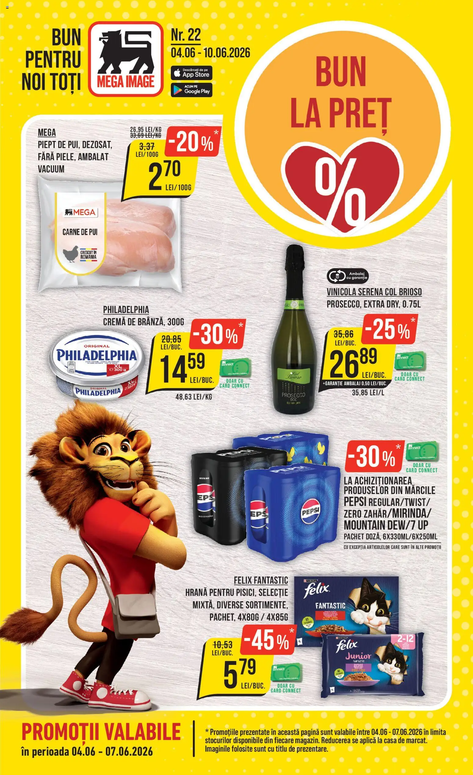 Catalog Mega Image 4 - 9 Iunie 2026 | Pagina 1 | Produse: Hacıyatmaz Kedi Oyuncağı, Prosecco, Cremă, Carne De Pui
