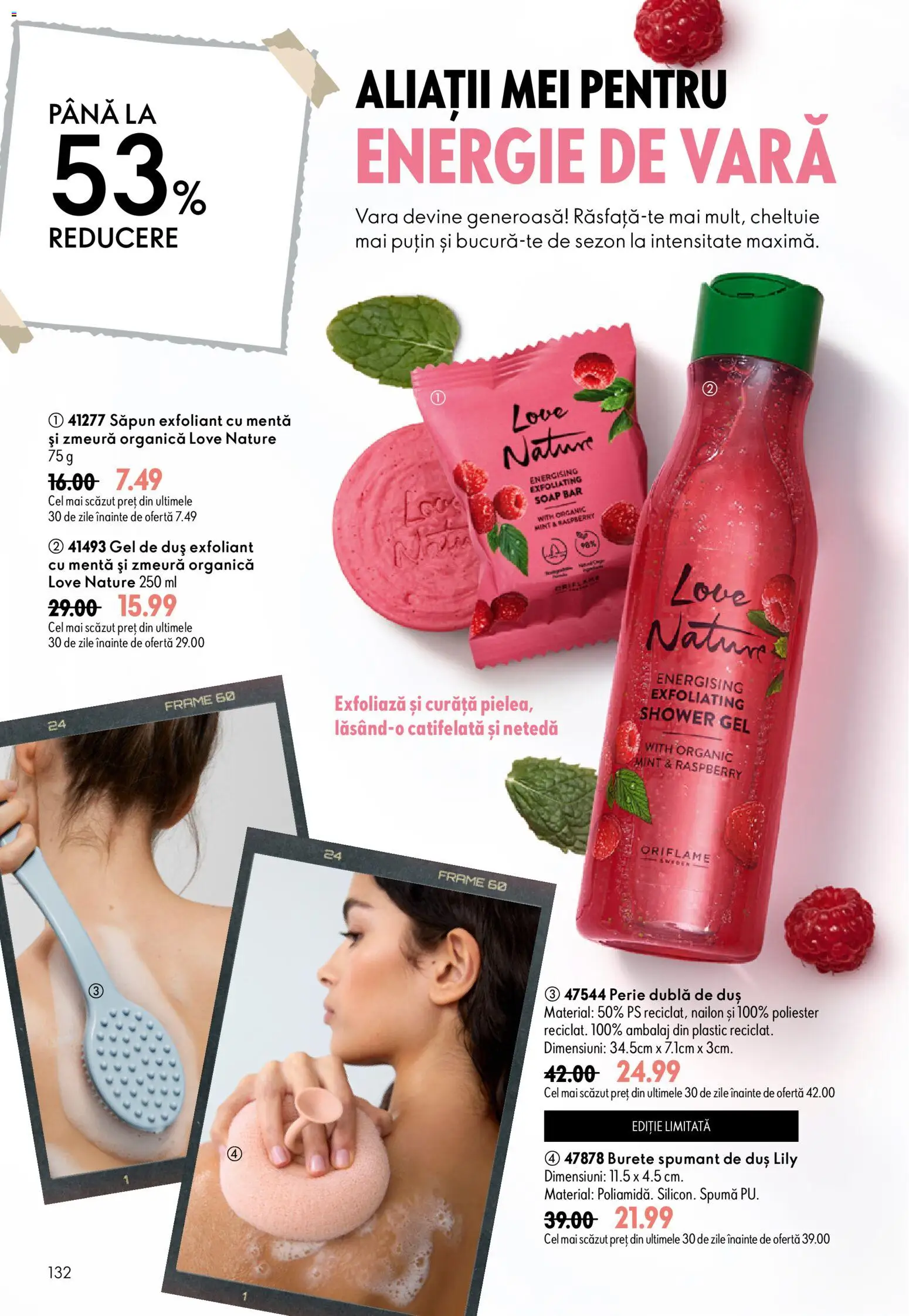 Catalog Oriflame 8 - 27 Iulie 2026 | Pagina 132 | Produse: Zmeură, Perie, Săpun, Gel de duș