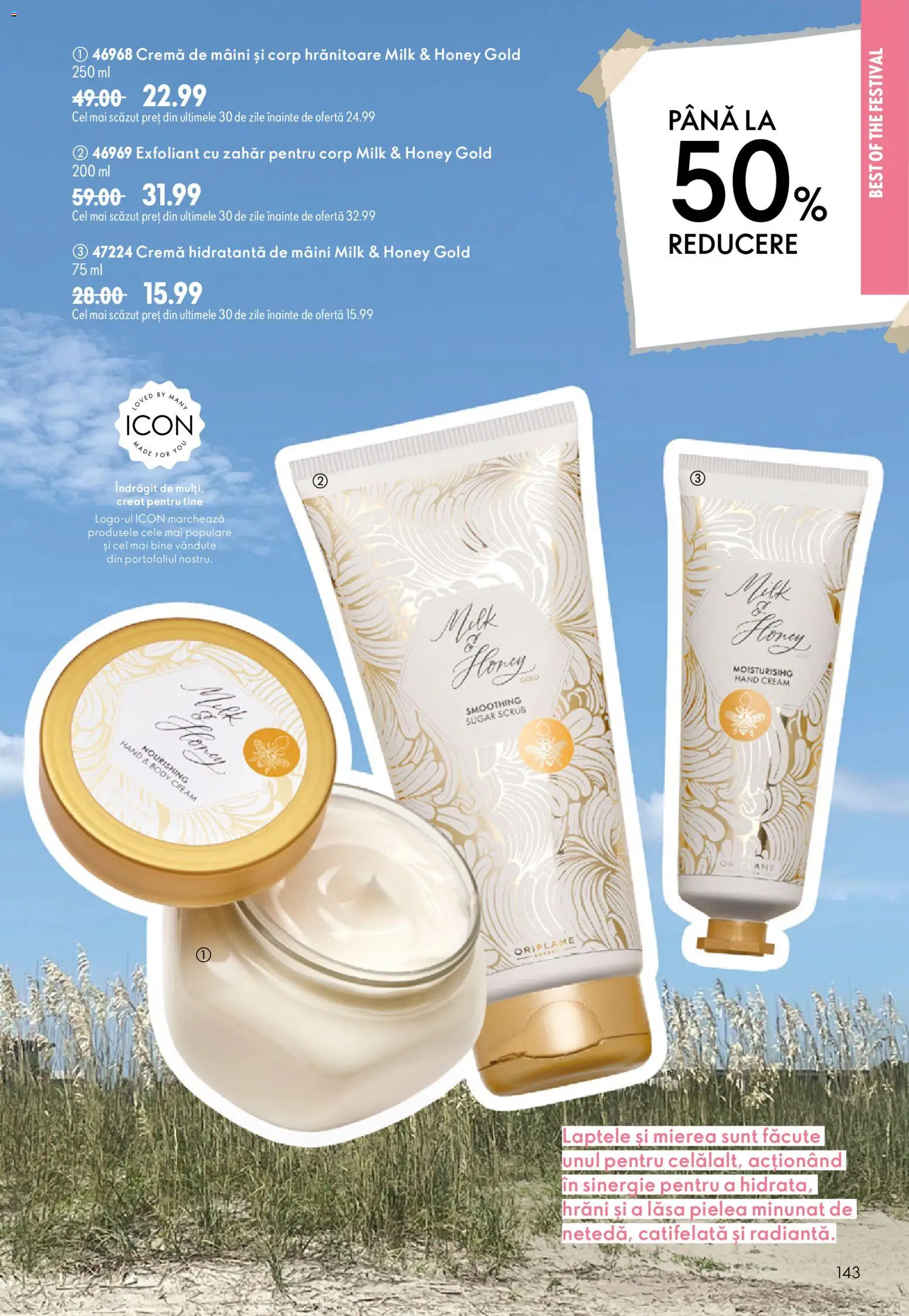 Catalog Oriflame 8 - 27 Iulie 2026 | Pagina 143 | Produse: Exfoliant, Body, Cremă, Cremă de mâini