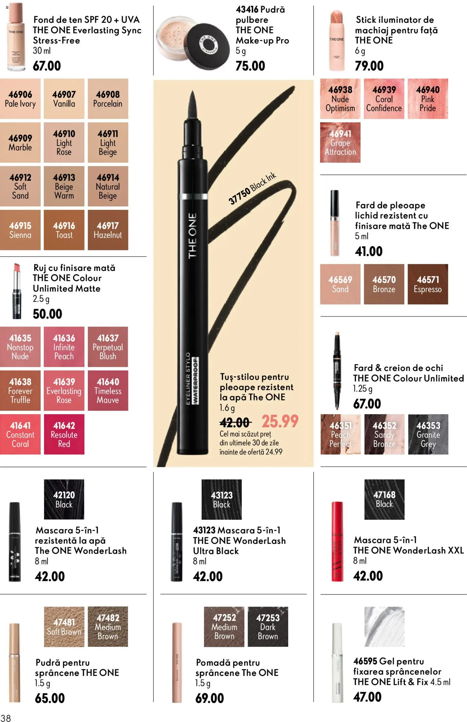 Catalog Oriflame 8 - 27 Iulie 2026 | Pagina 38 | Produse: Pudră, Iluminator, Mascara, Fard de pleoape